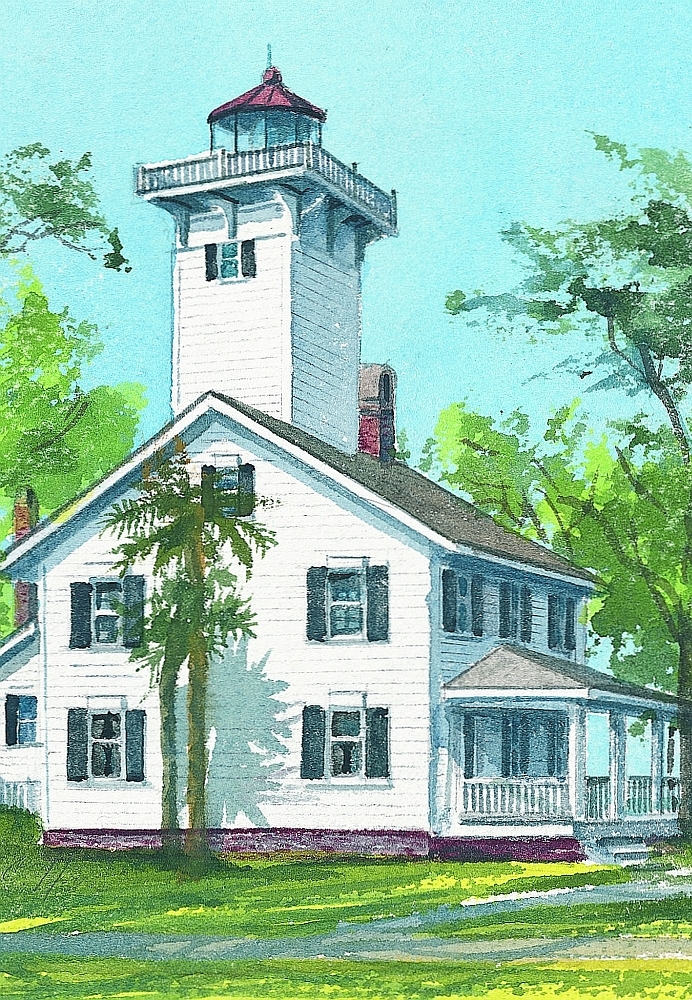 Haig Point Range Rear Lighthouse Daufuskie Is. SC. Watercolor Notecards