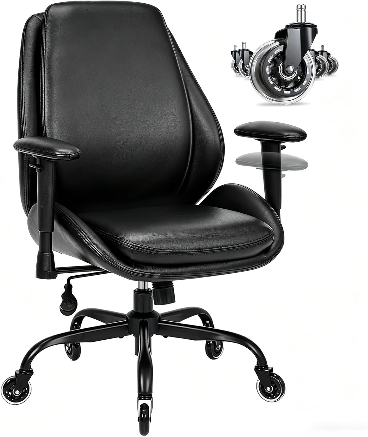 Office Chair with Rubber Wheels, Big and Tall Office Chair, Ergonomic Office Cha