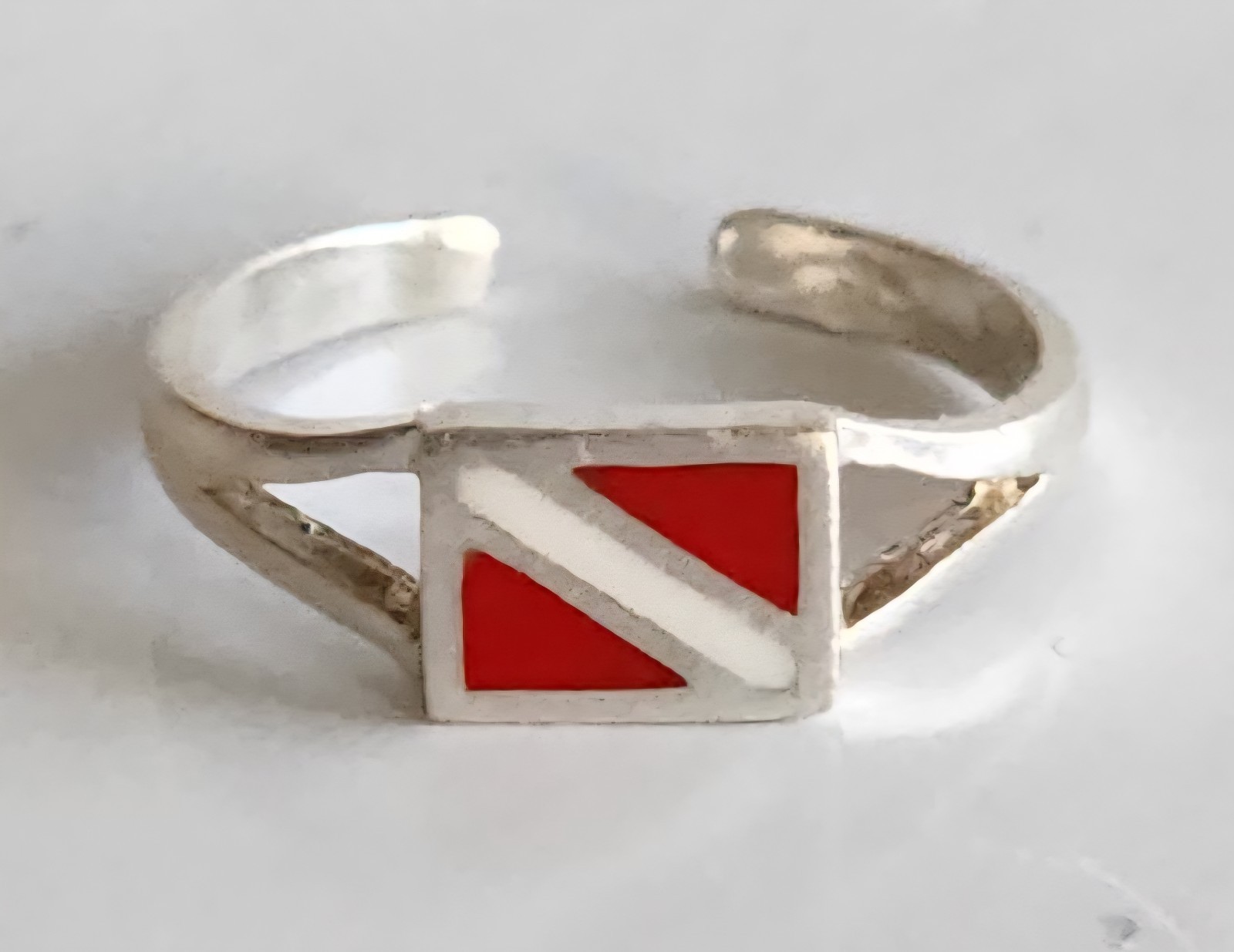 Sterling Silver Scuba Dive Flag Toe Ring. Adjustable