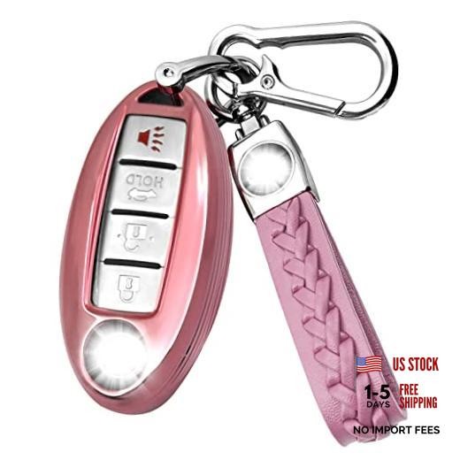 Suitable for Nissan Infiniti keys. Key cover + leather key chain set Pink Suit