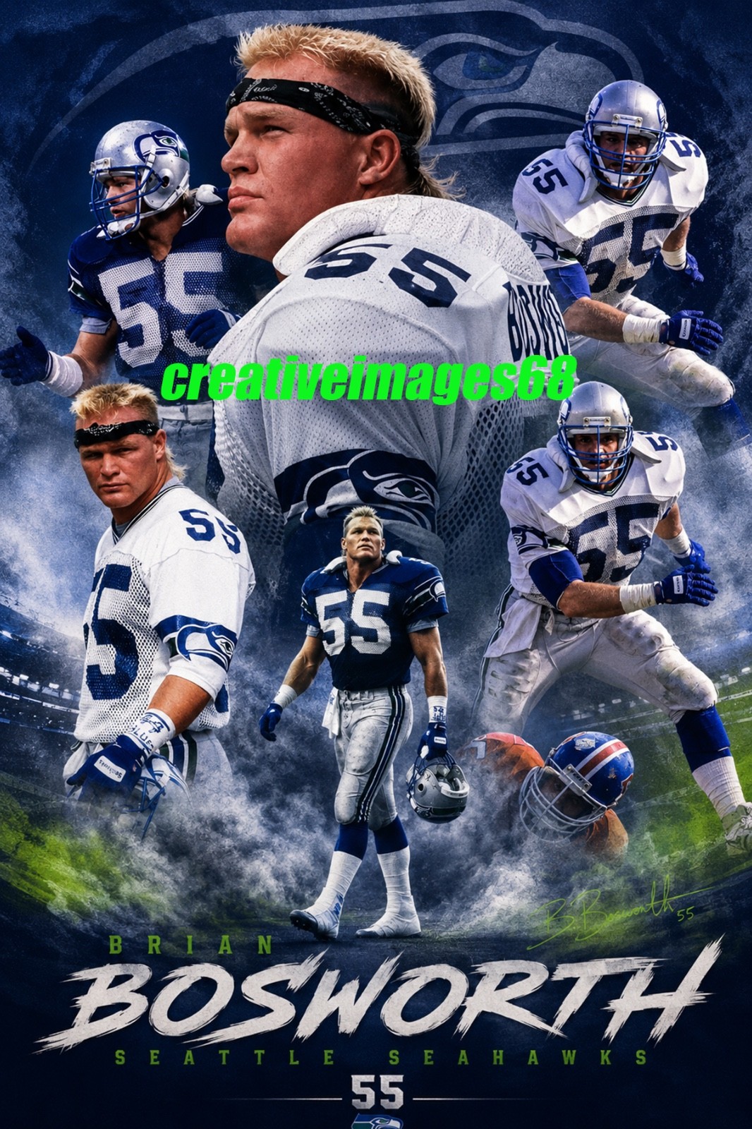 Brian Bosworth 4x6 glossy photo Seattle Seahawks nfl Legend THE BOZ!
