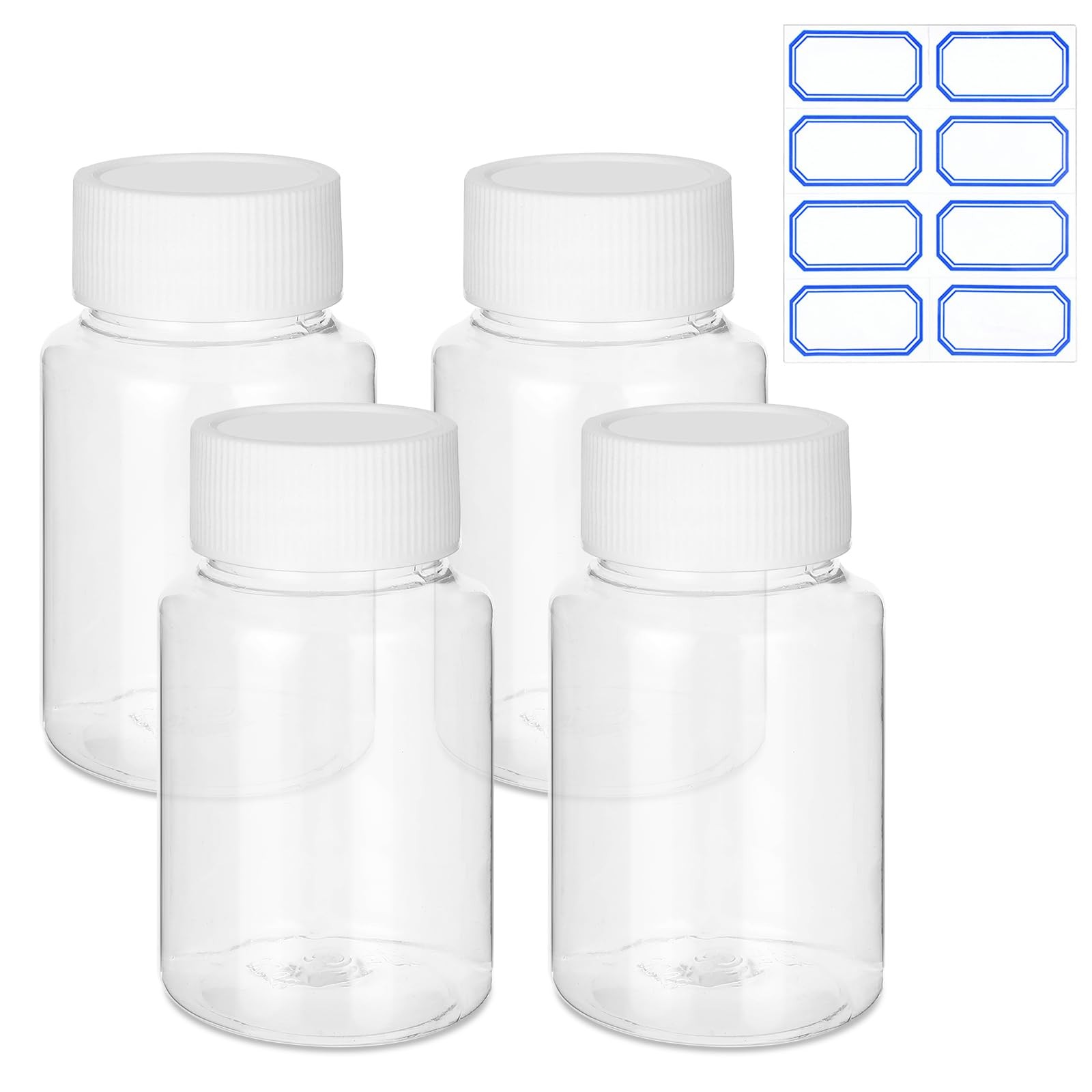 4Pcs Clear Pill Bottles, Empty Plastic Medicine Bottles, Reagent Bottle with ...