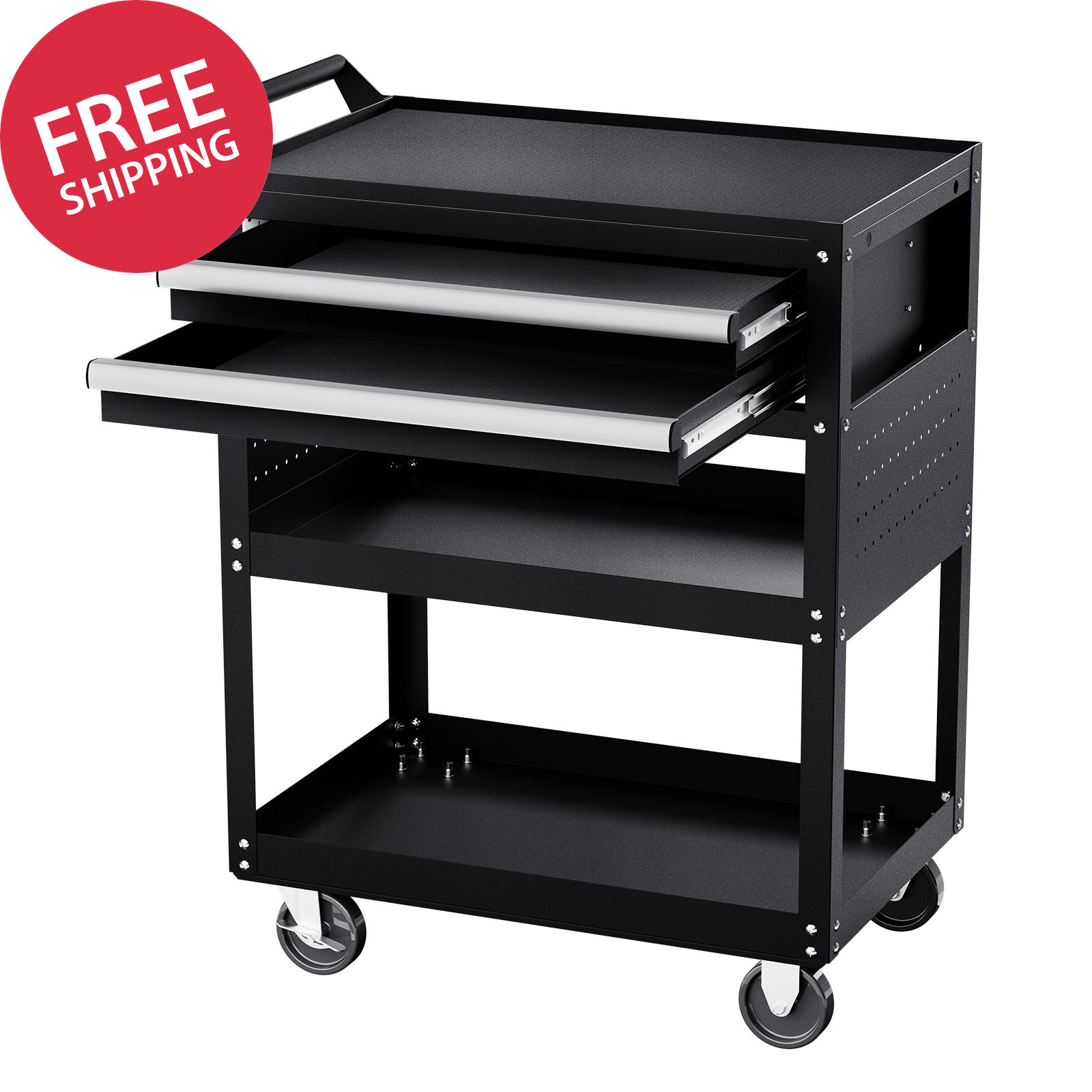 5-Tier Tool Cart with Wheels, 400 Lbs Load Capacity, Rolling Work Cart with 2 Dr