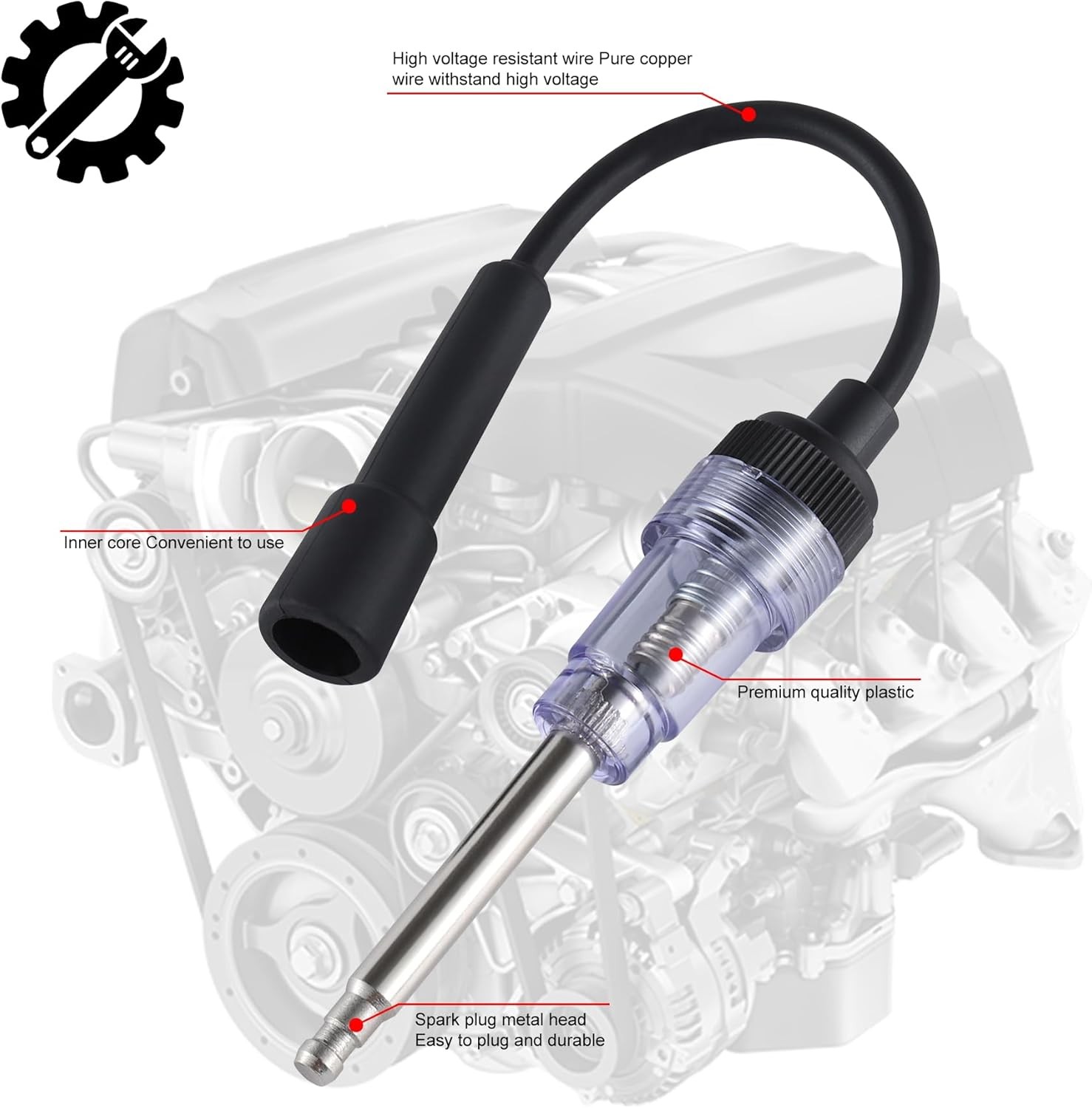 2PCS Inline Spark Plug Tester Engine Ignition Diagnostic Tool for Car Mower