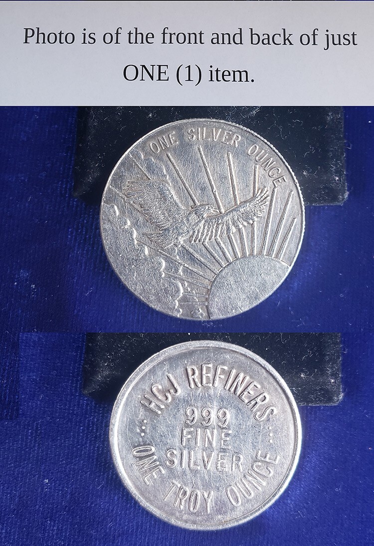 Vintage HJC Refiners Flying Eagle 1 Oz Troy 999 Fine Silver Round 241617