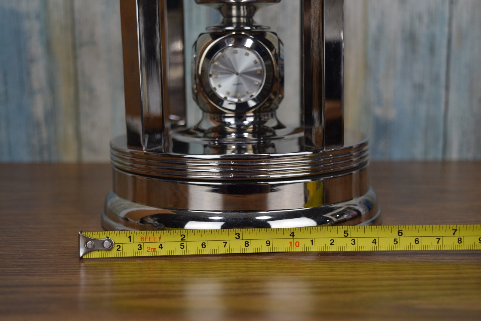 Caribbean Blue Gemstone Rotating Musical Globe With Clock & Thermometer