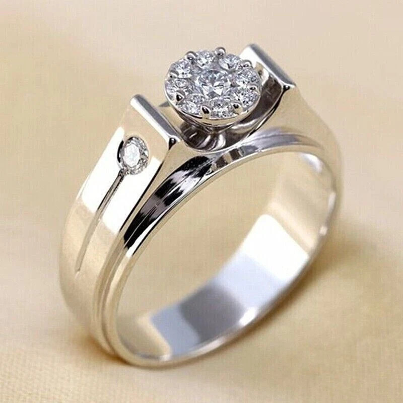 2Ct Round Cut Lab Created Diamond Engagement Wedding Ring 14K White Gold Plated