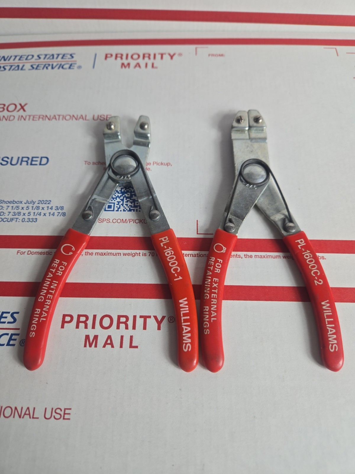 WILLIAMS CO TOOLS SNAP RING INTERNAL AND EXTERNAL PLIERS SET, ****NO TIPS*****