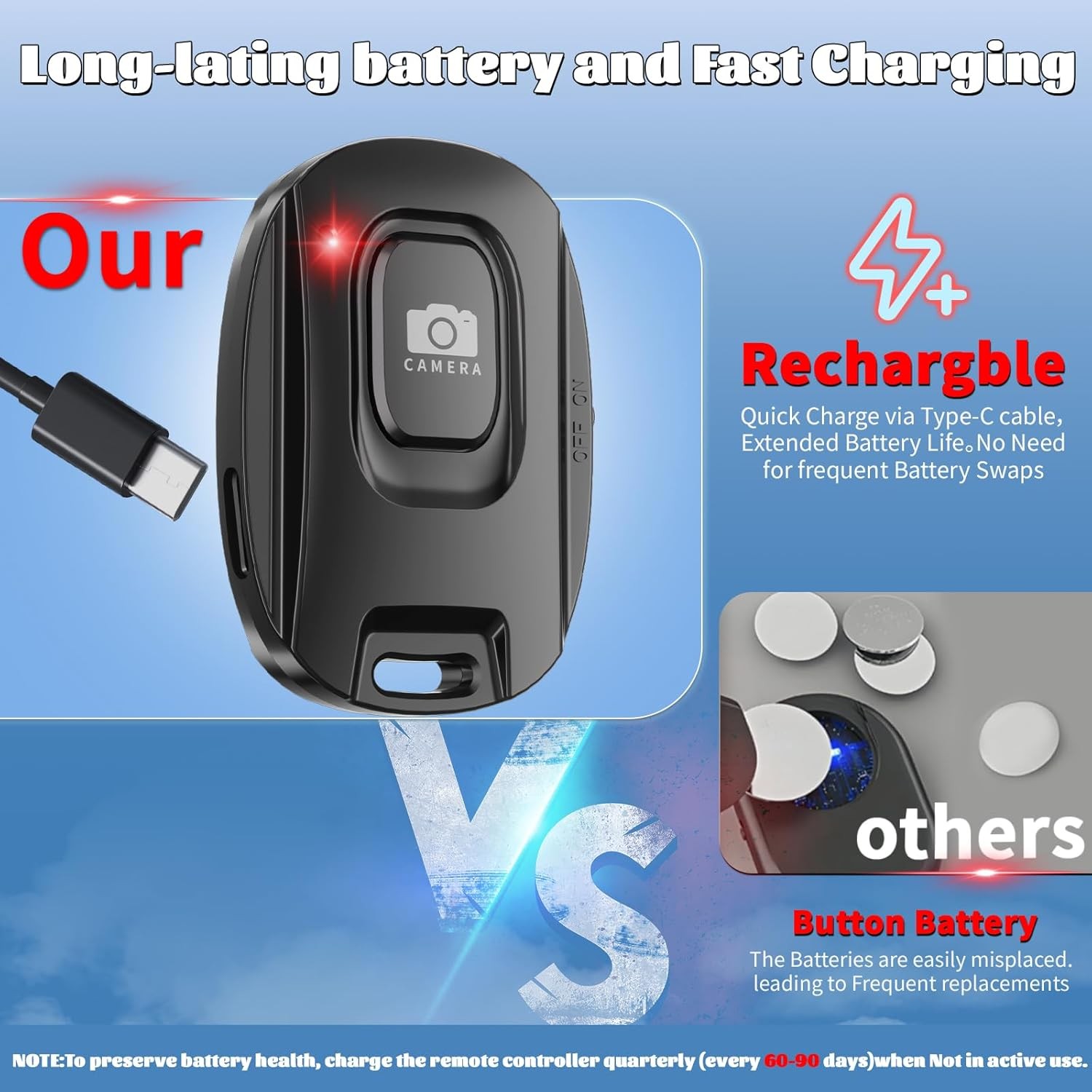 Rechargeable Wireless Camera Remote Shutter for iPhone Android