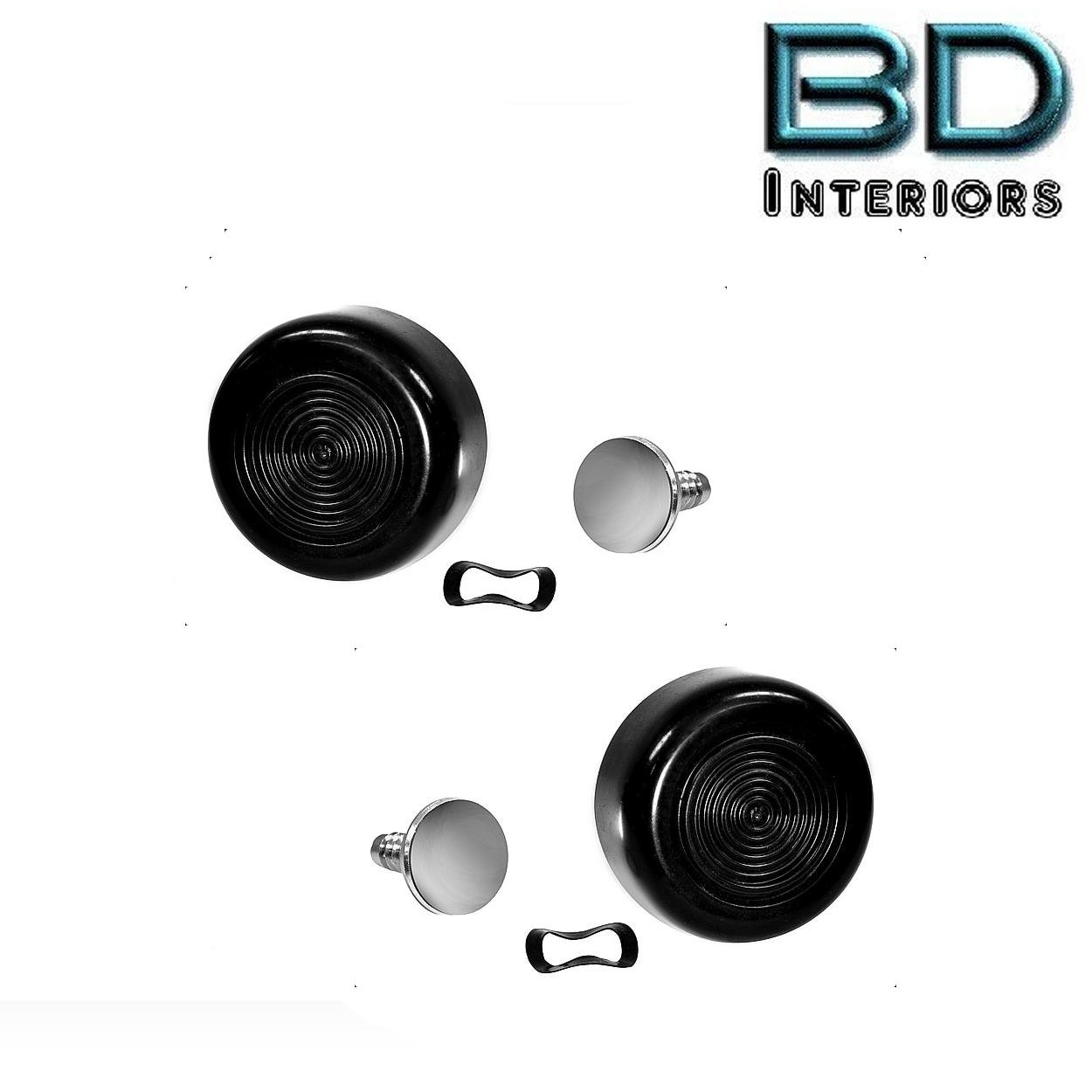 1968 - 1970 Ford Black Window Crank Knob Kit w/ Retainers & Screws - Pair