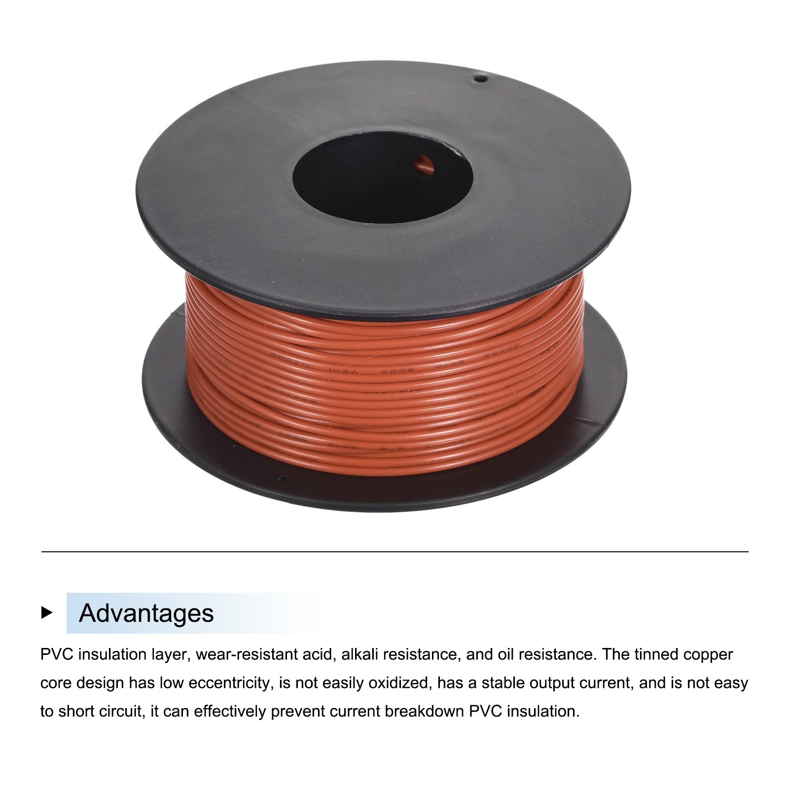 26AWG Stranded Wire PVC Hookup 30M/100ft Orange, Electrical Wire UL1007 Spool