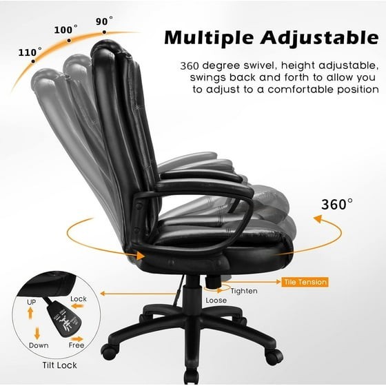 High Back Office Chairs Big and Tall Executive Computer Chair Heavy Duty 400lbs