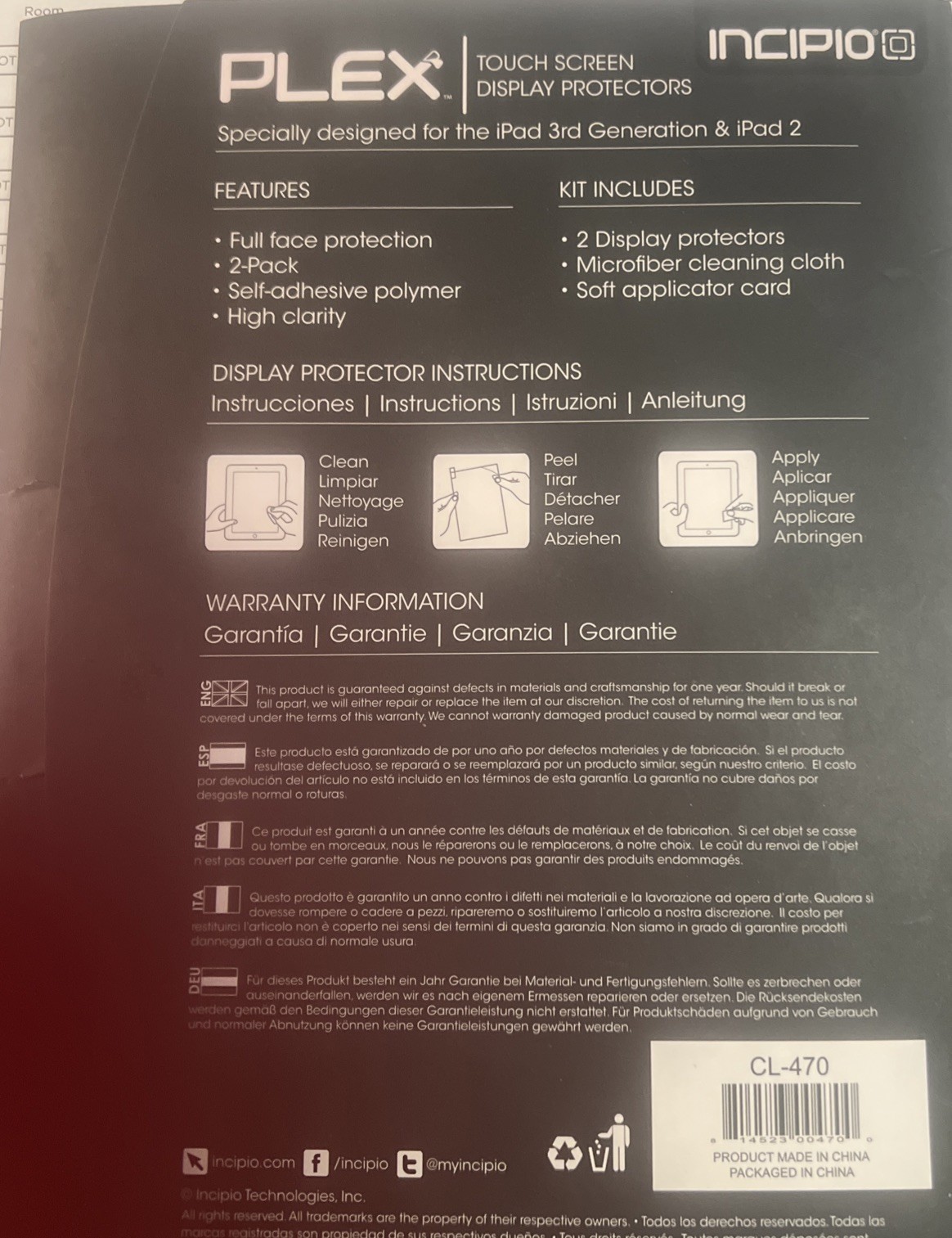 2 Pack Plex Touch Screen Clear Protectors for Ipad 2 or 3 Plex Incipio