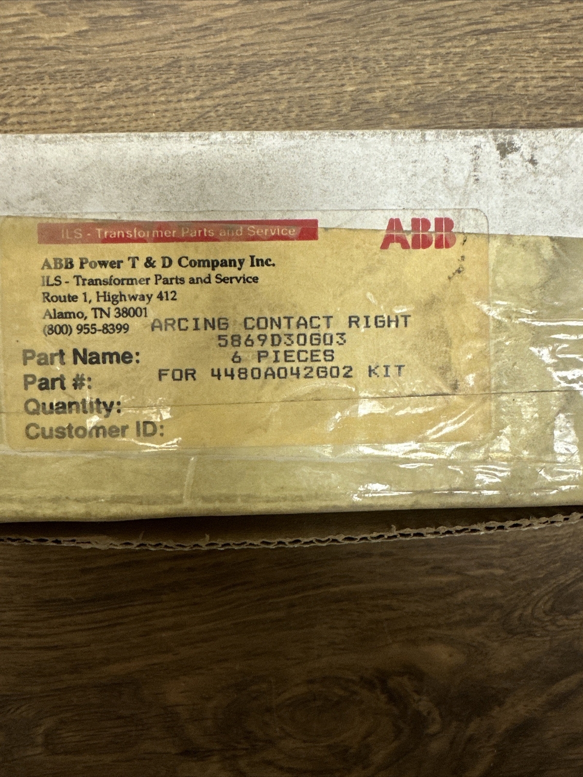 ABB,5869D30G03,Arcing Contact Right 6 Pieces