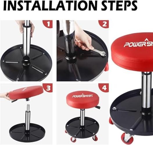 Pneumatic Roller Seat with Wheels, Adjustable Rolling Mechanic Stool Medium