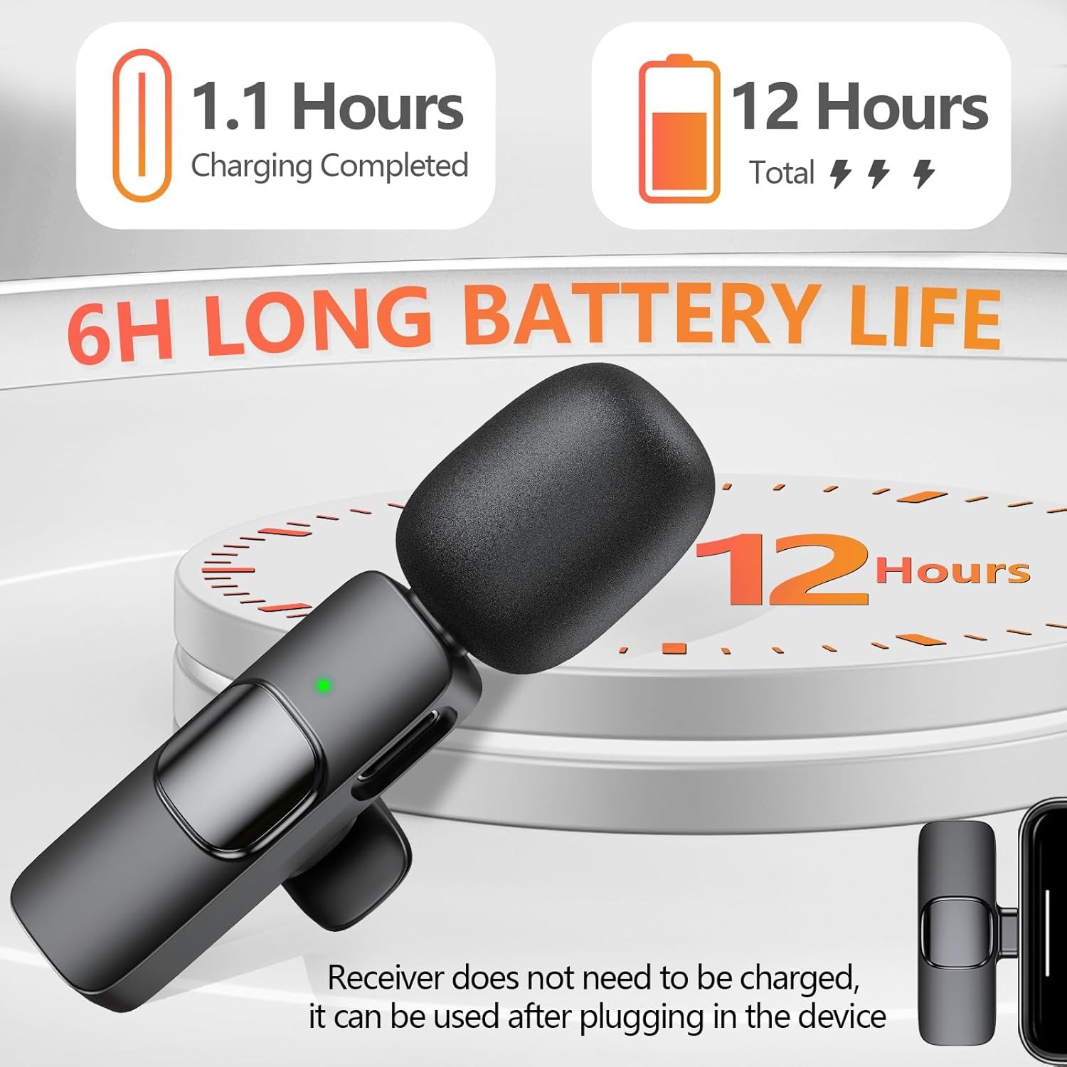 Wireless Lavalier Mini Microphone for iPhone, Audio Video Recording Mic