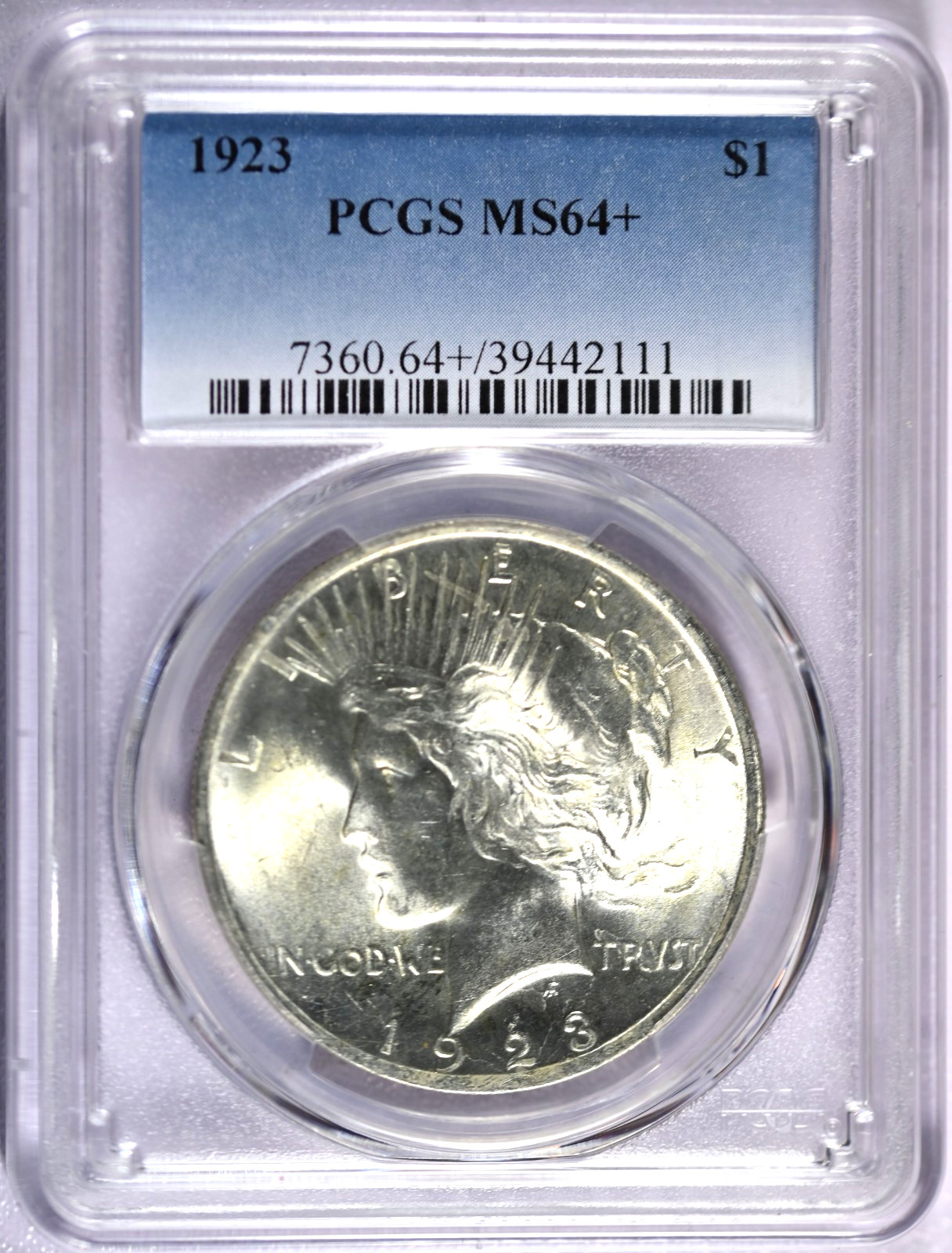 1923 PCGS MS64+ Peace Silver Dollar