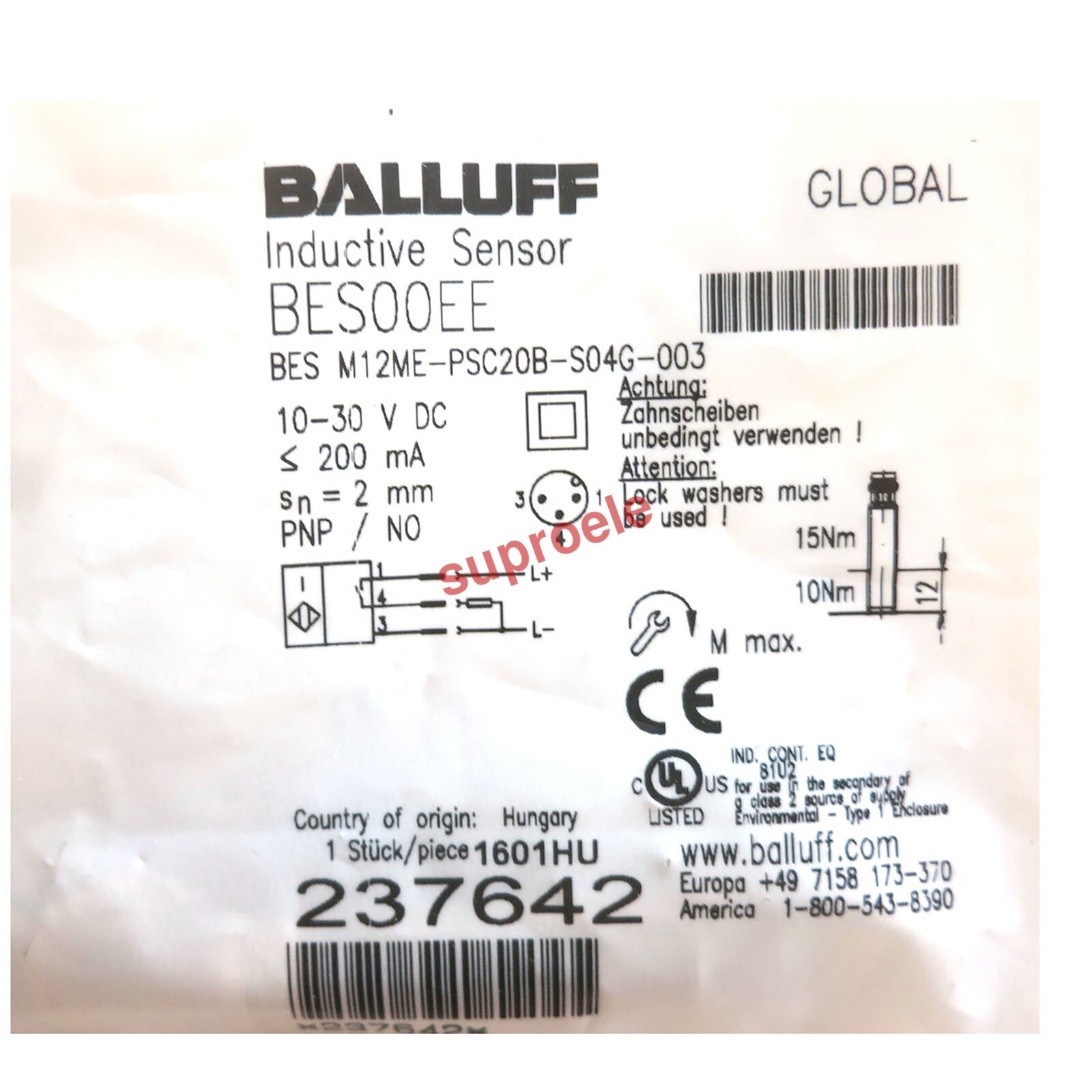 BALLUFF BES M12ME-PSC20B-S04G-003(BES00EE) Inductive Standard Sensors PNP New