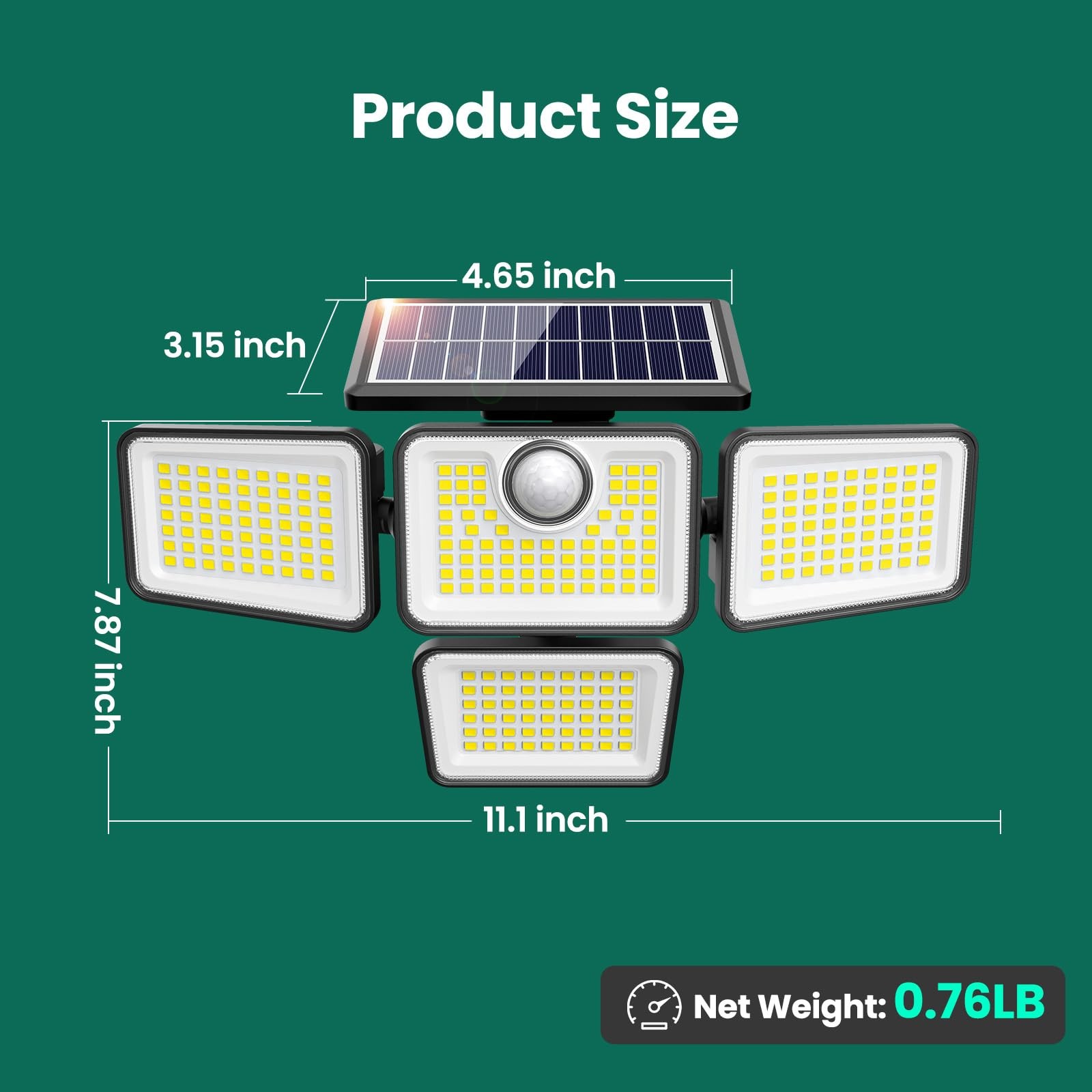 4500LM Solar Lights Outdoor, 4 Adjustable Heads Motion Sensor Lights, 3 Modes...