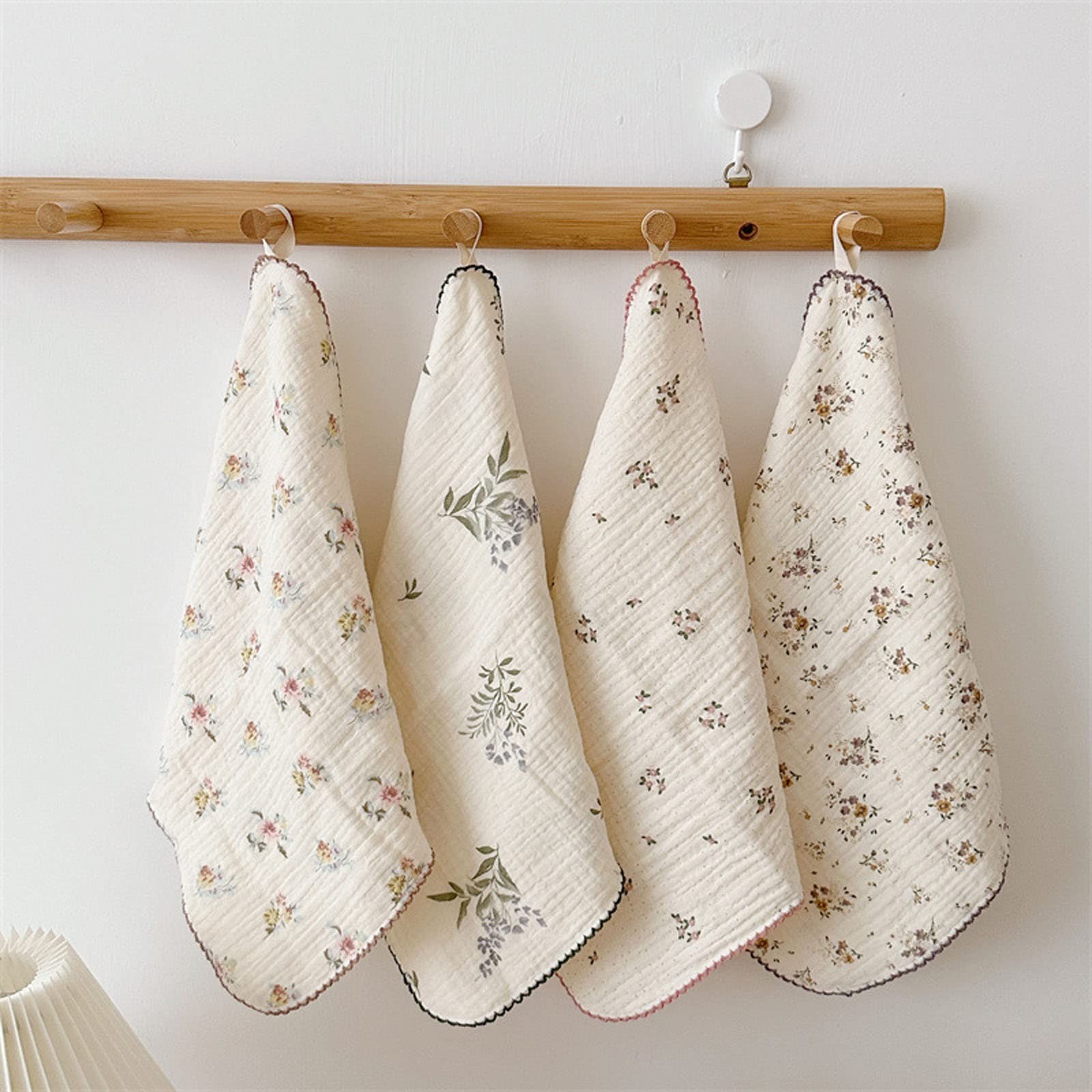 Floral Cleaning Cloths Kitchen Cotton Dish Towels 4 Pack,12"x12"