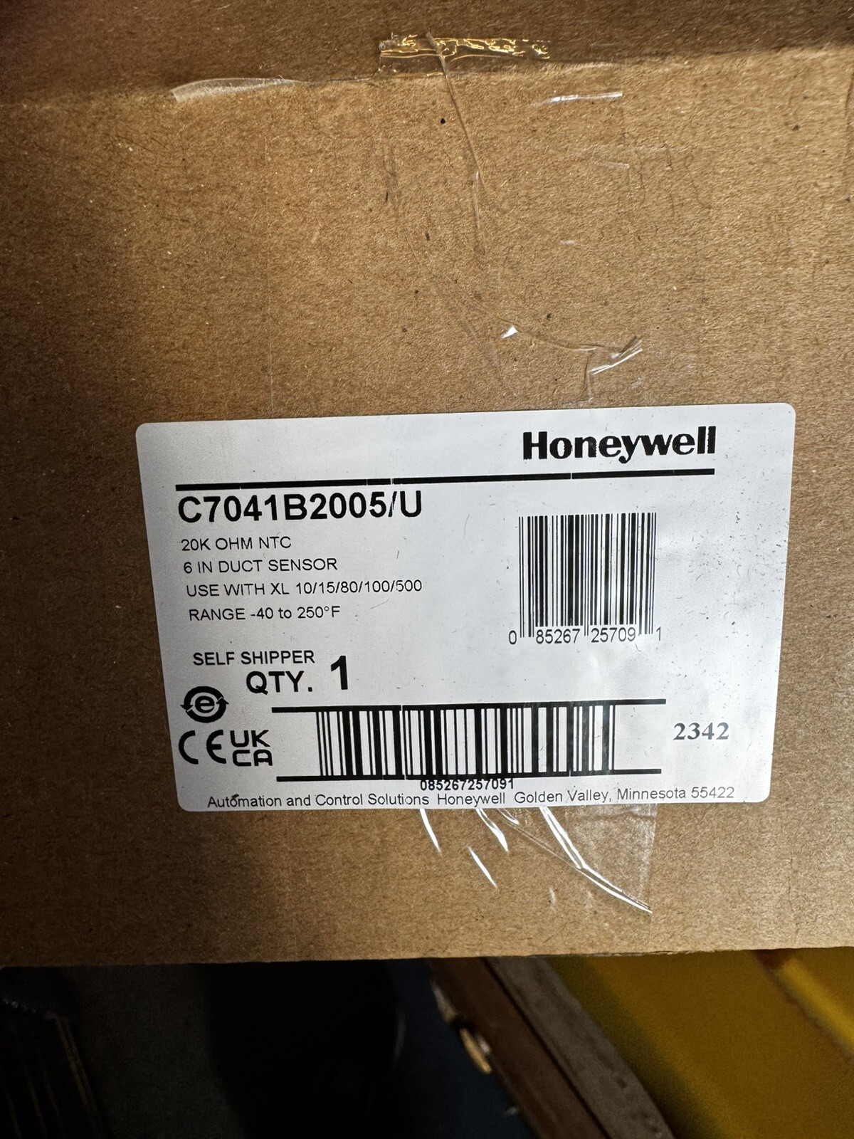 Honeywell 6" HVAC Duct Temperature Sensor 20k OHM C7041B2005/U