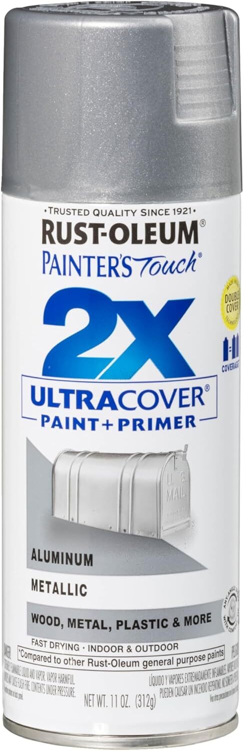 Rust-Oleum 334058 Painter's Touch 2X Ultra Cover Spray Paint, 11 oz, Metallic