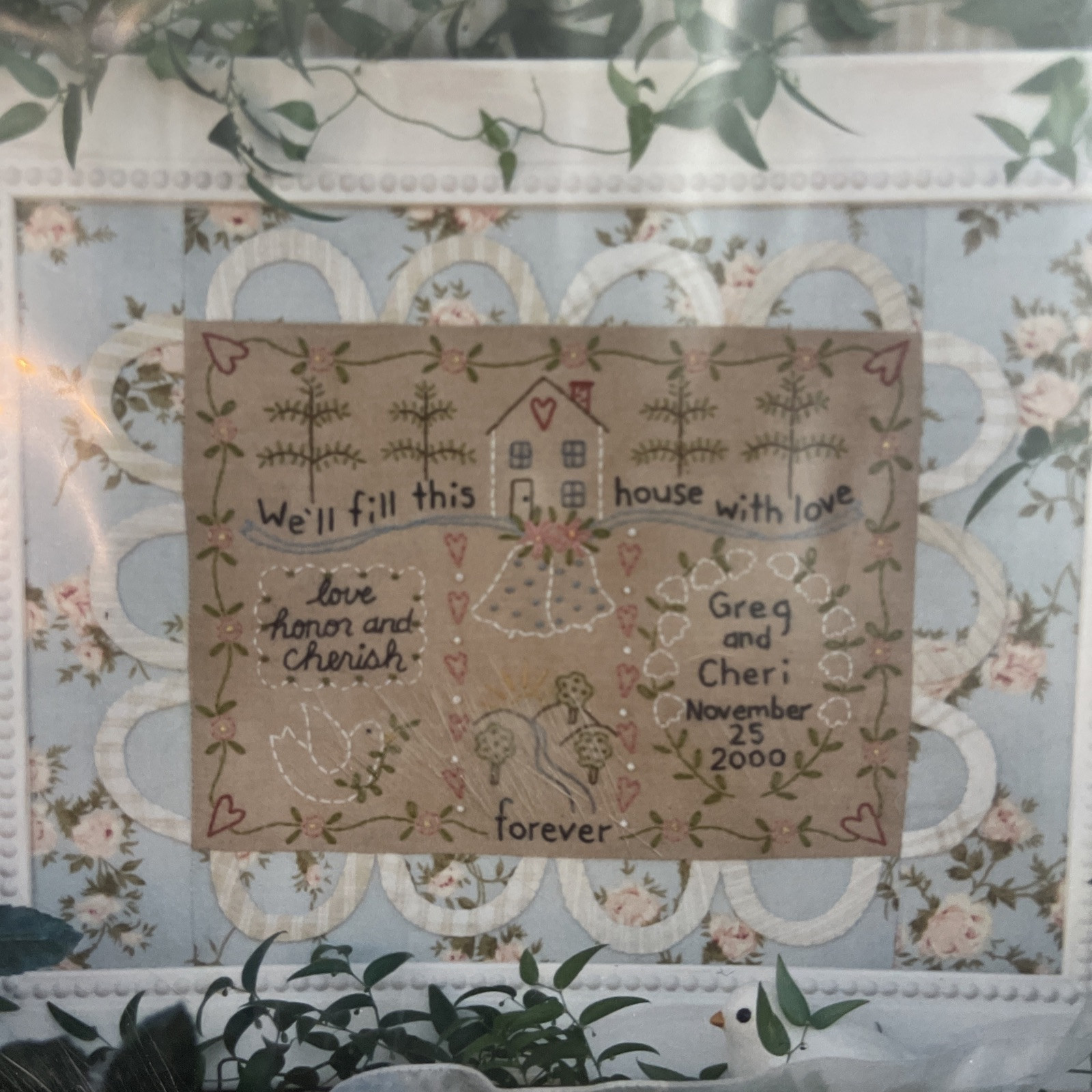 Bareroots #66 Wedding Stitchery 9" x 12" Needlepoint Pattern Embroidery Gift