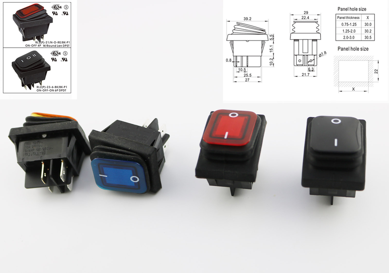 RLEIL RL2 4PIN Waterproof IP65 ON/OFF Boat Car Rocker Switch 10/16A AC 250V/125V