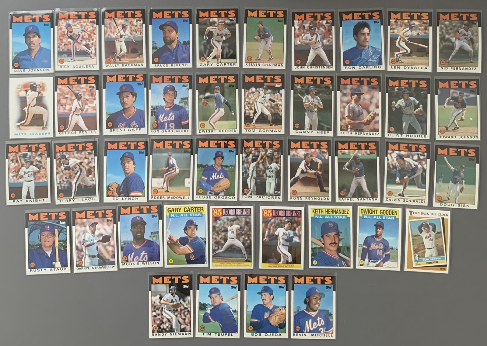 1986 Topps New York Mets Complete Team Set (43) World Champions with Traded Set