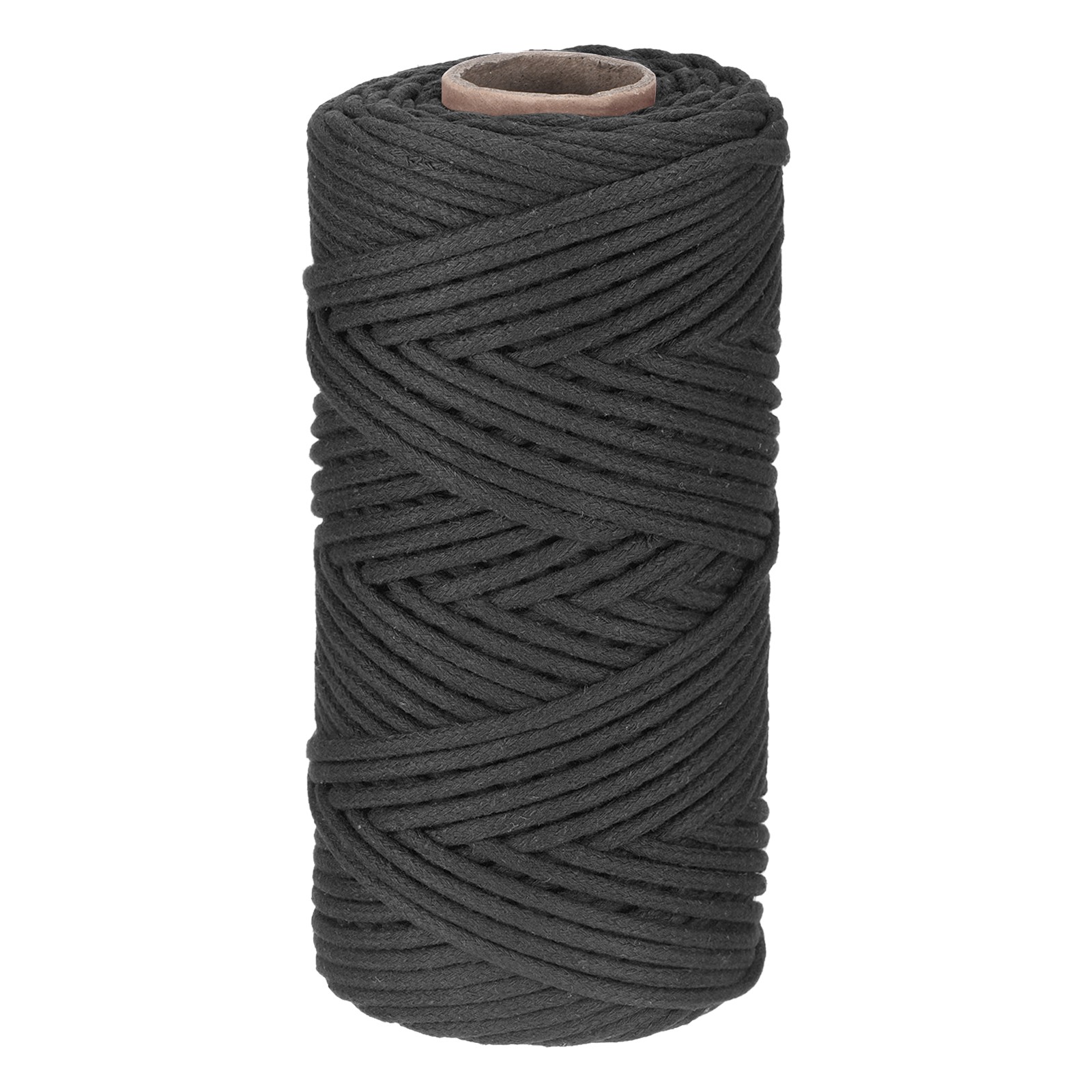 Macrame Cord 4mm x 109 Yard, Cotton Rope Twisted [for Plant Hangers]-Black