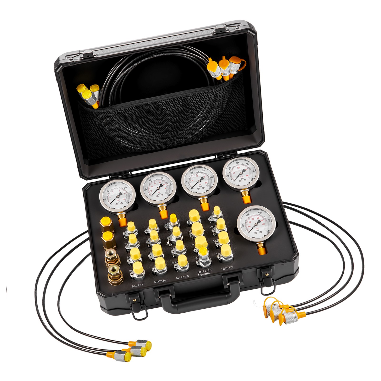 Uimoso Hydraulic Pressure Test Kit with 5 Gauges 20 Couplings 4Connectors 3Hoses