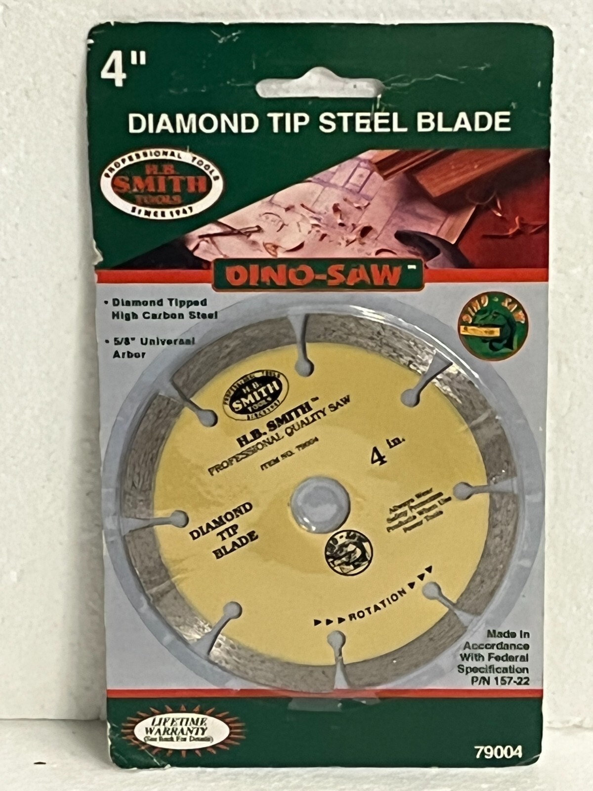 H.B. Smith Professional Quality Dino-Saw Diamond Tip High Carbon Steel Blade 4"