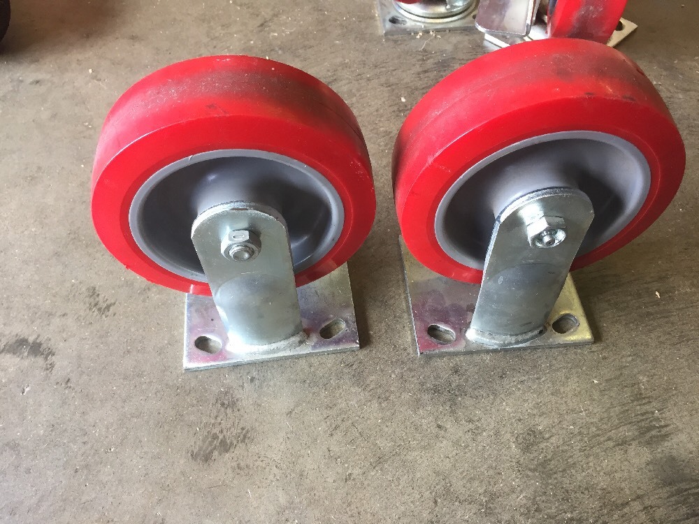 E.R. Wagner 6" Diameter x 2" Wide, 2 Swivel Casters with Brakes & 2 Solid Caster