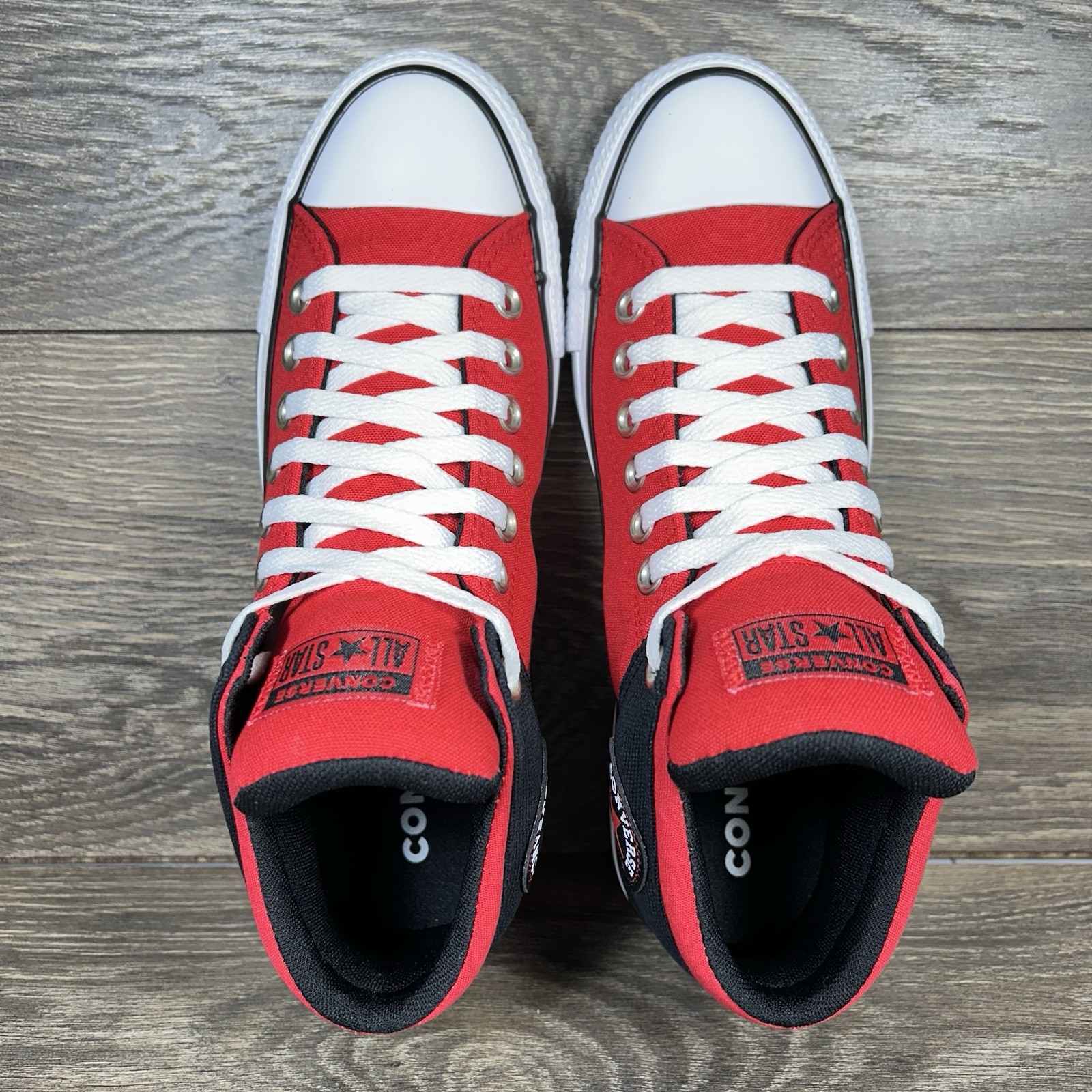 Converse Mens Chuck Taylor All Star High Street Mid Red Black Shoes Sneakers New