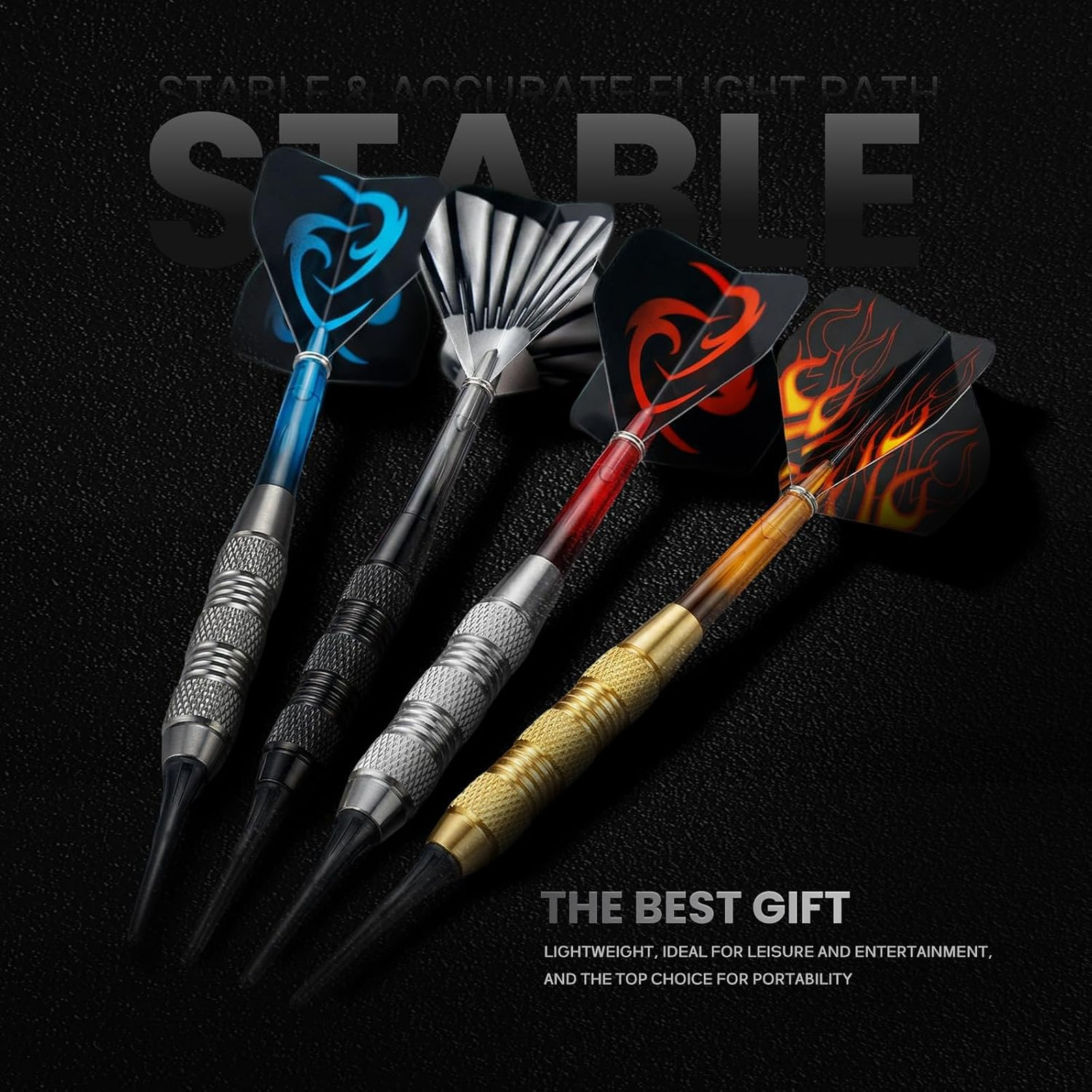 12 Pack Soft Tip Darts Set 17g with Flights Case Wrench Extra Tips for