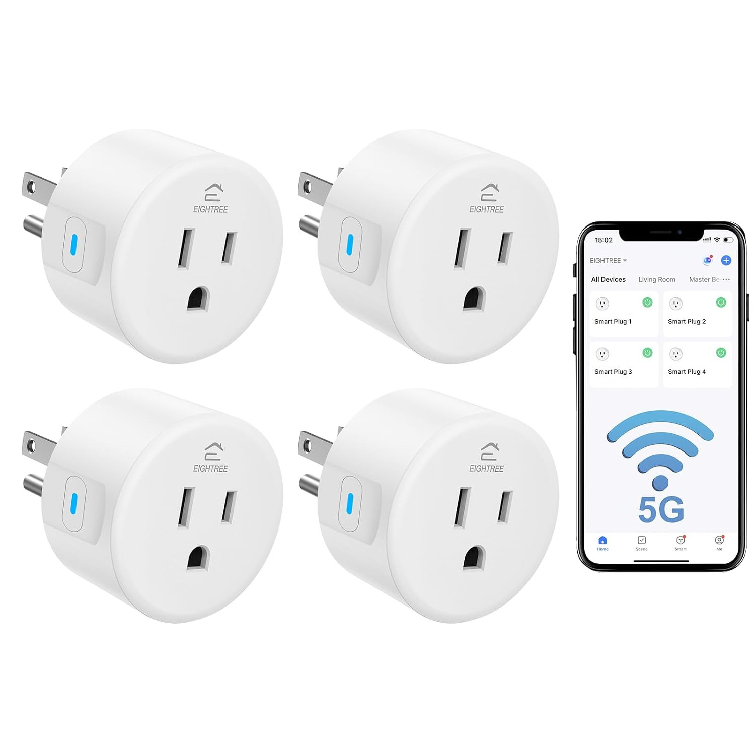 Smart Plug 5Ghz& 2.4Ghz, 15A Wifi Smart Outlet Compatible with Alexa & Google Ho
