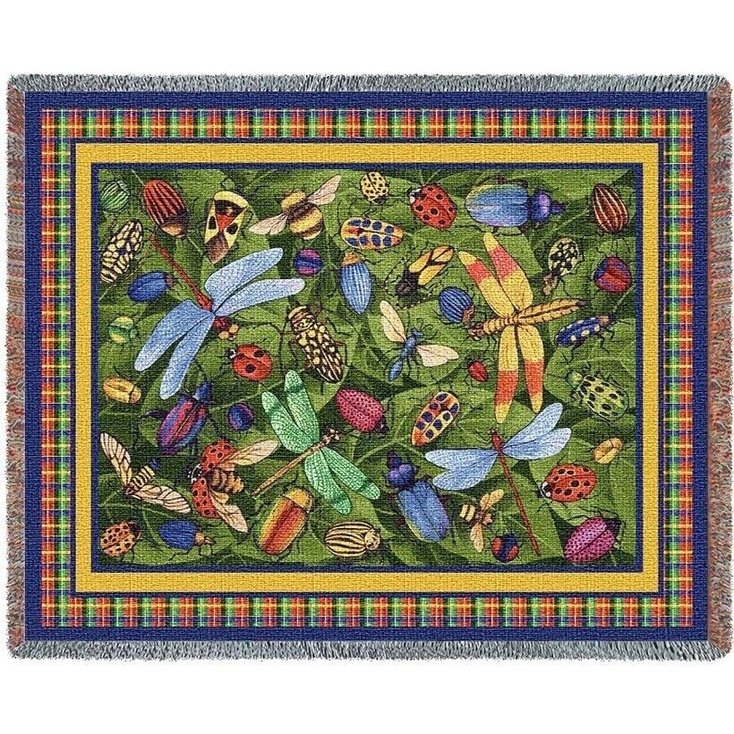 New A Bugs Life Heavy Afghan Cotton Gift Throw Blanket Dragonfly Ladybug Beetle