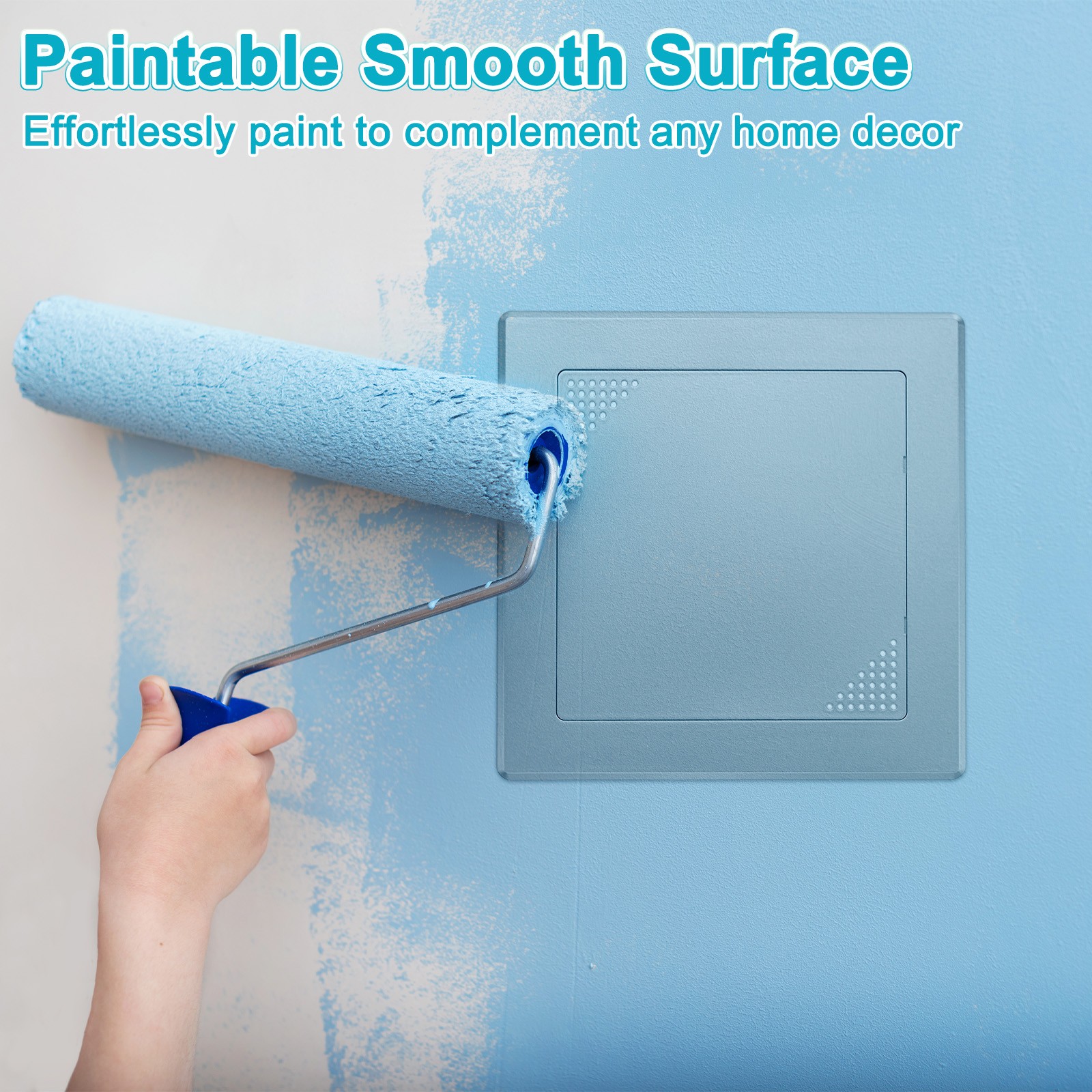 1-Pack Access Panel for Drywall, 6x6" Plastic [Silver Tone, Vented Square]