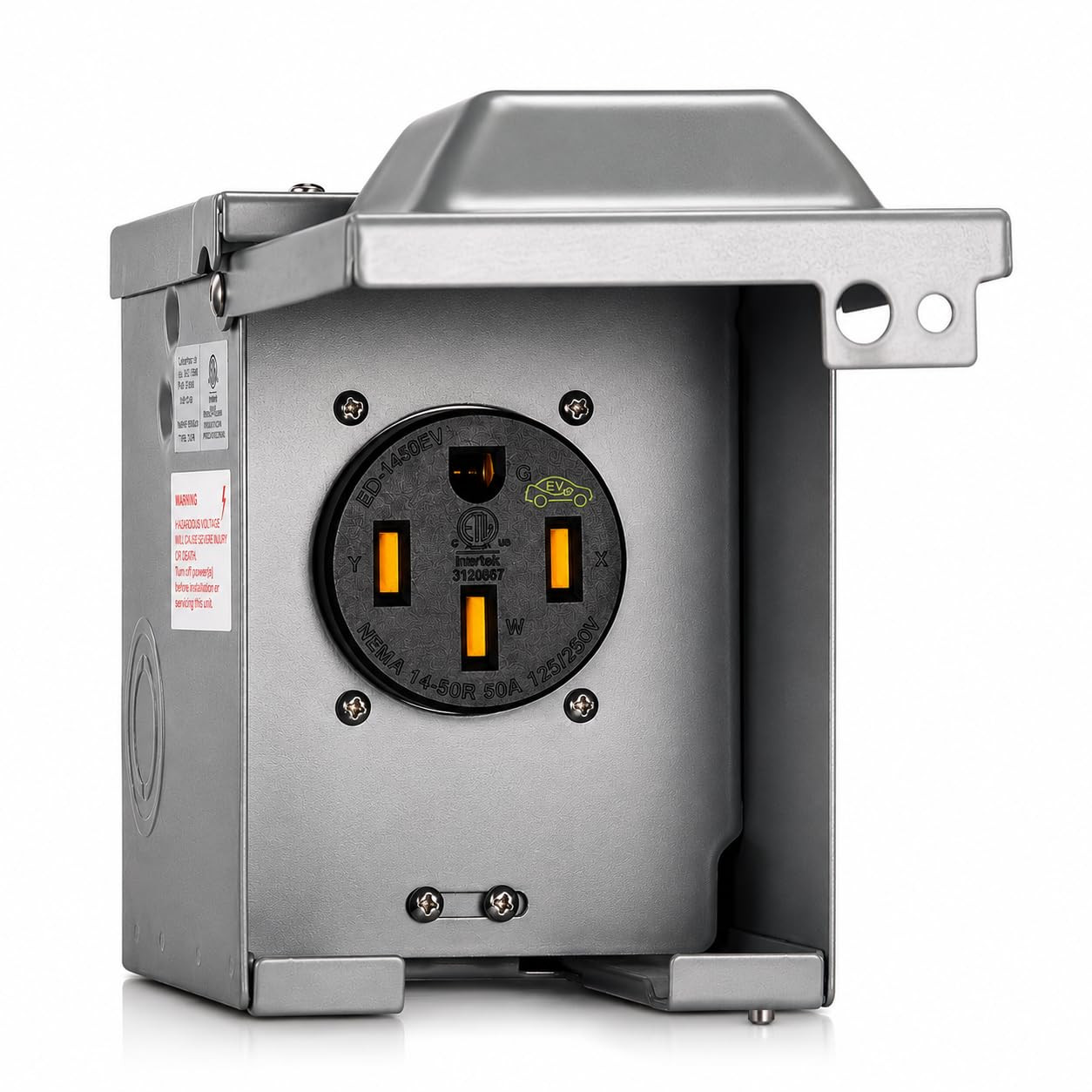 50 Amp NEMA 14-50R Outlet Box for EV Charging and RV Power | ETL Listed, Ev-Grad