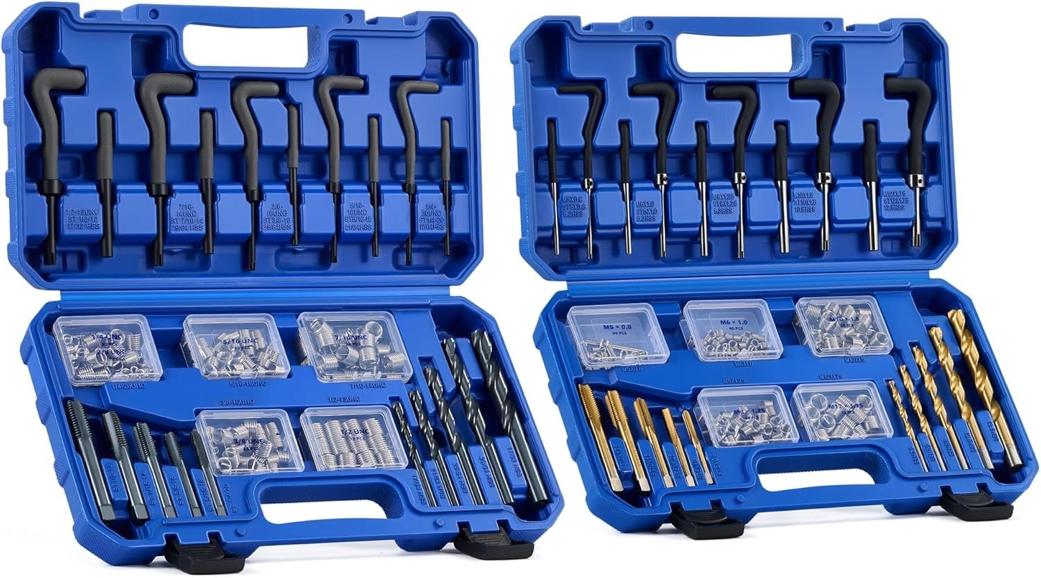 Thread Repair Kit, SAE and Metric Thread Restorer Kit with HSS Drill Bits Taps