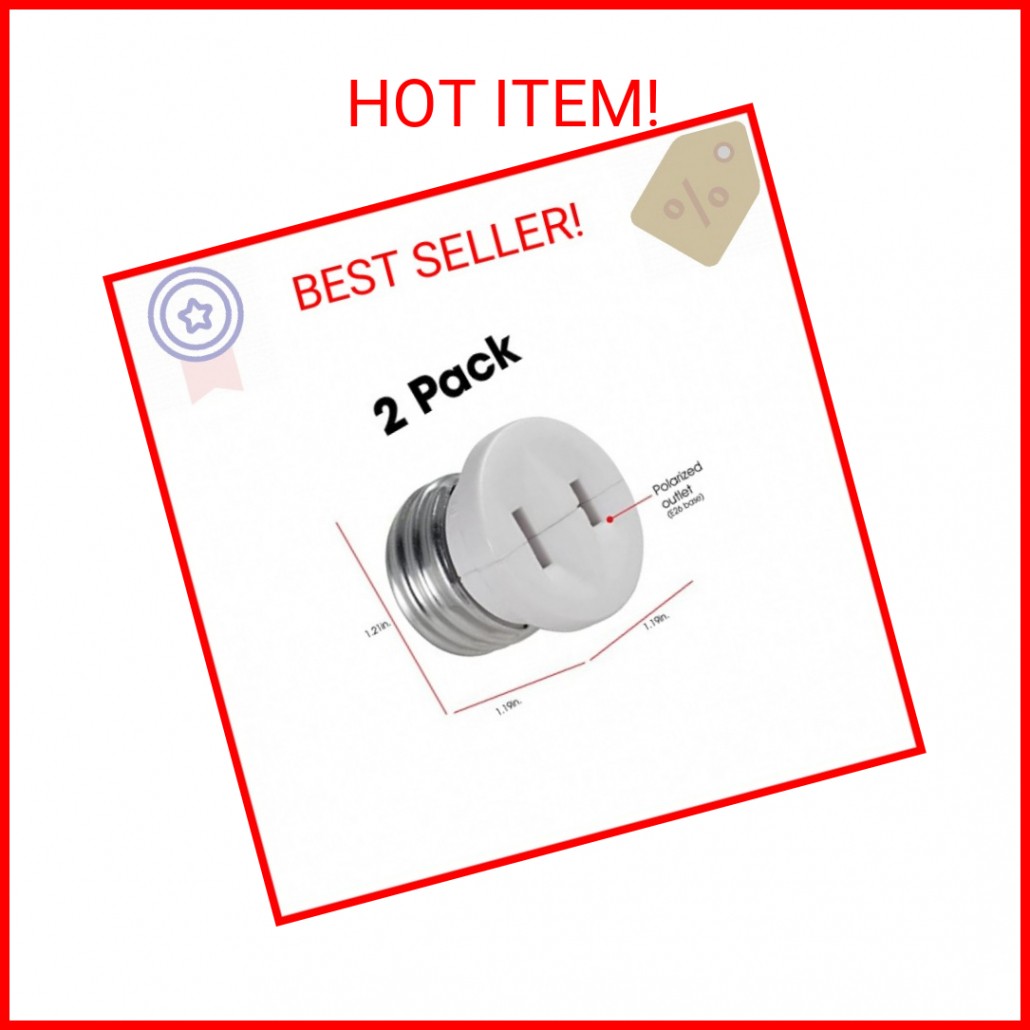 Power Gear Polarized Handy Plug, 2 Pack, Light Socket to Plug Adapter, Easy to I