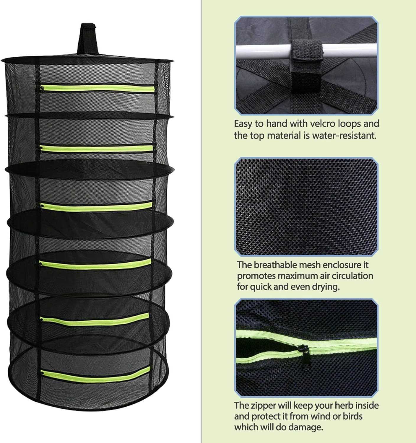 "Herb Drying Rack 2PCS 6-Layer Mesh w/ Zipper & Scissors – Dry Herbs, Flowers"