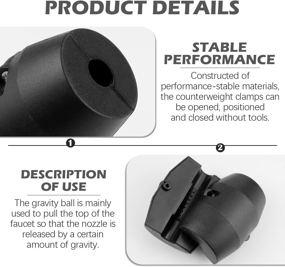 Hose Weight Ball Replacement Kitchen Universal Pull Down Faucet 13mm, Black
