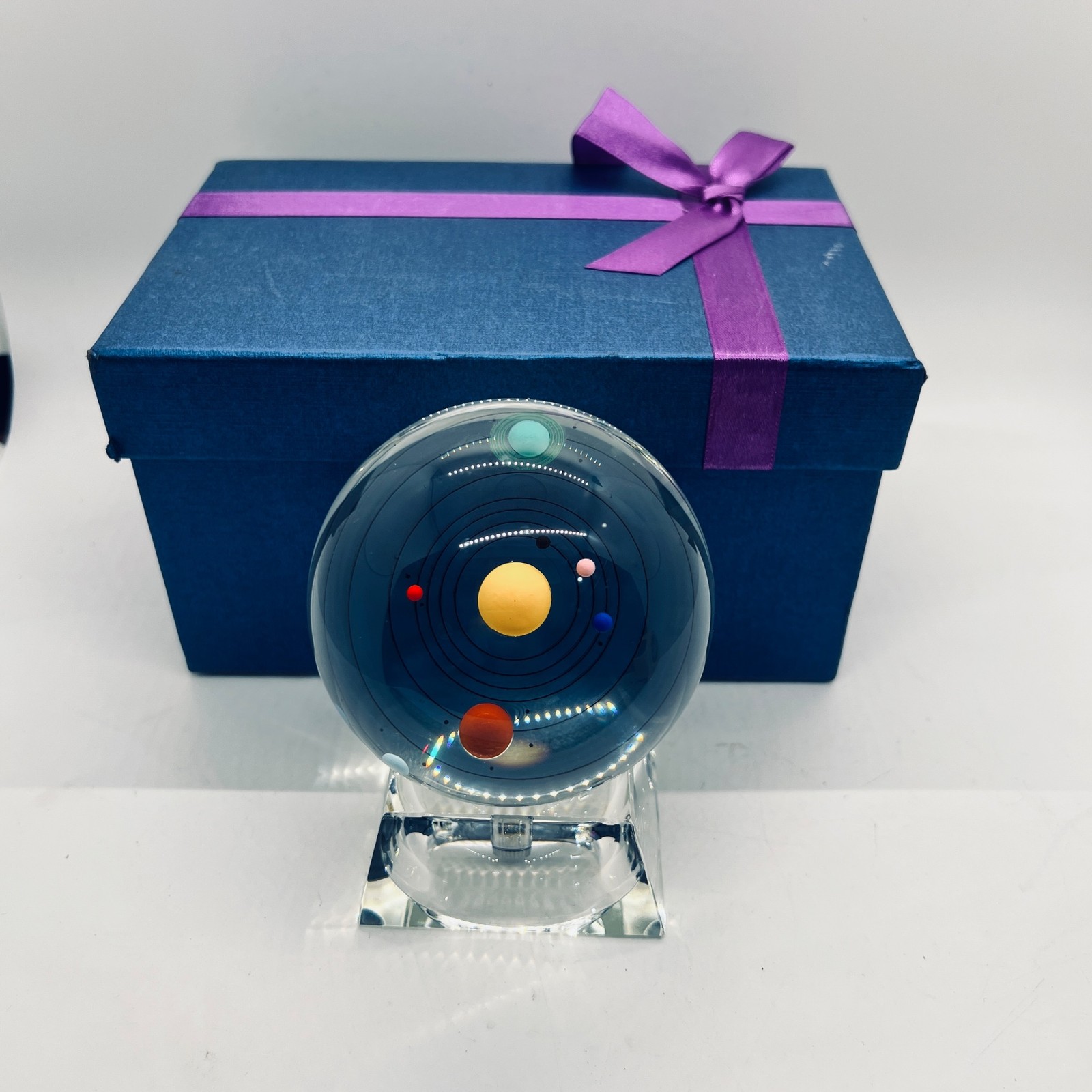 Solar System Crystal Ball Display Sphere with Stand and Gift Box Space Science N