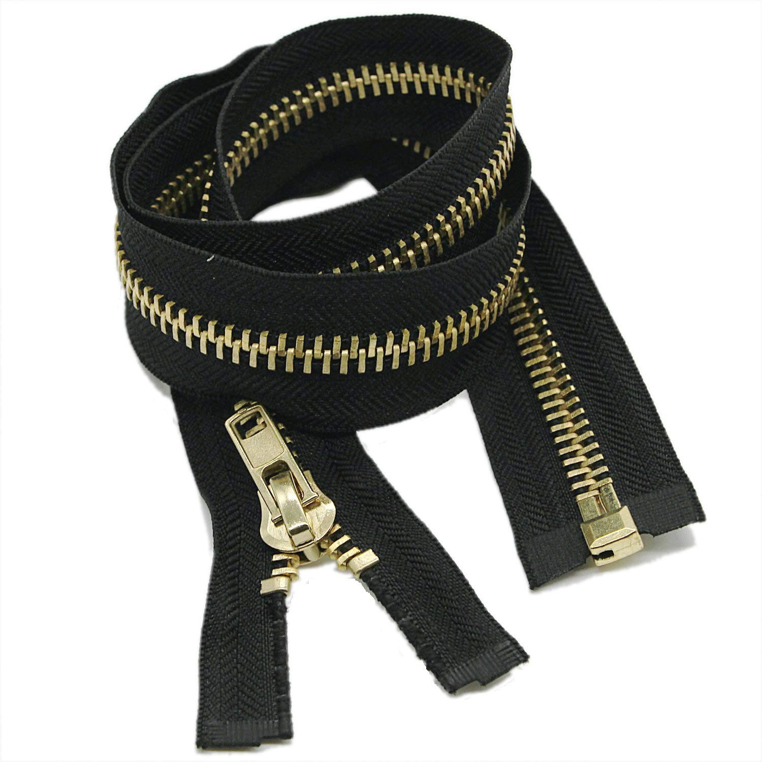#10 30 Inch Metal Zipper Brass Separating Jacket Zipper Heavy Duty Metal Zipp...