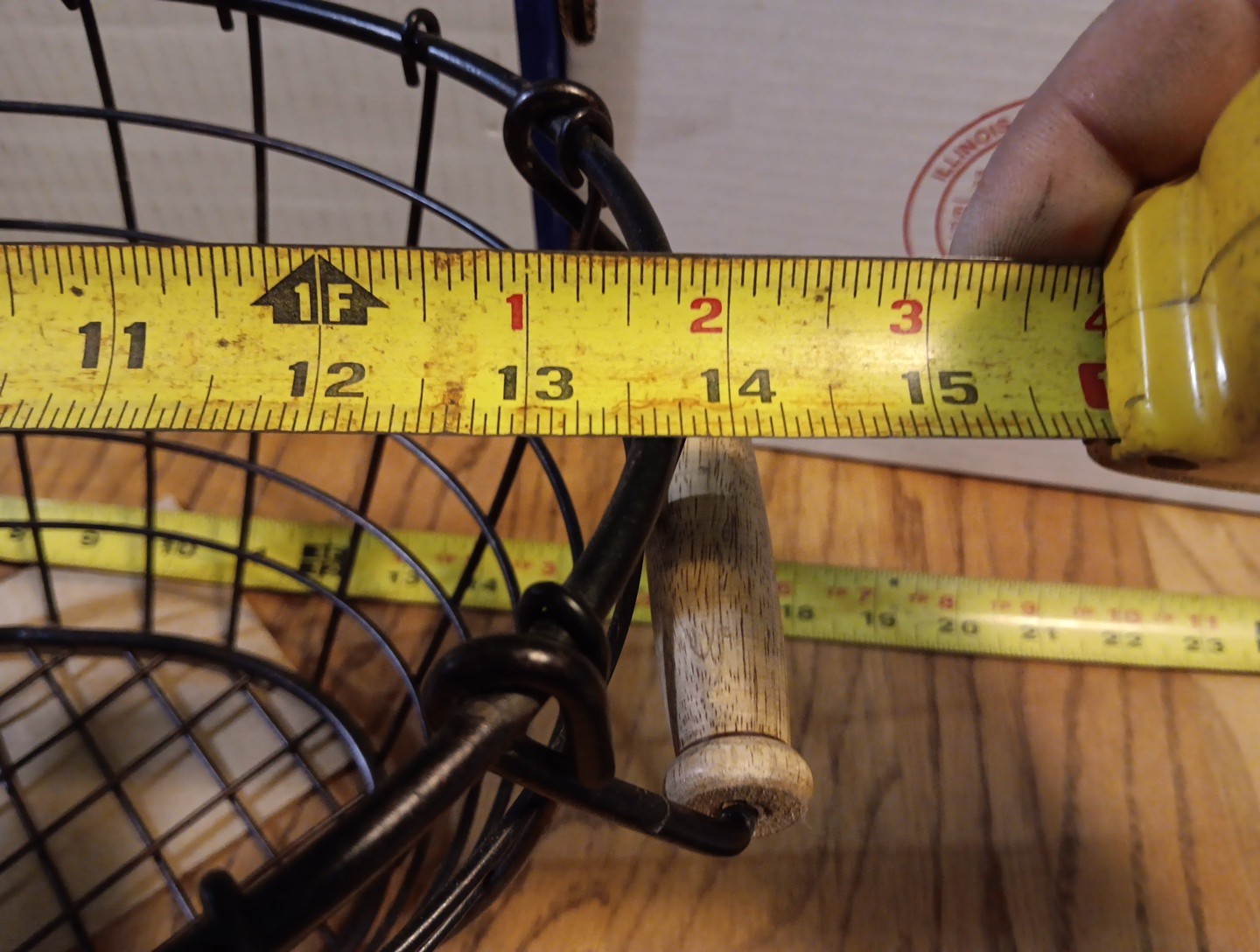 14 In X 10In Wire Basket With Wood Handles