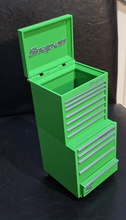 Snap-On High Quality 3D Printed Mini Toolbox * Pen Holder etc (Green) (Silver)