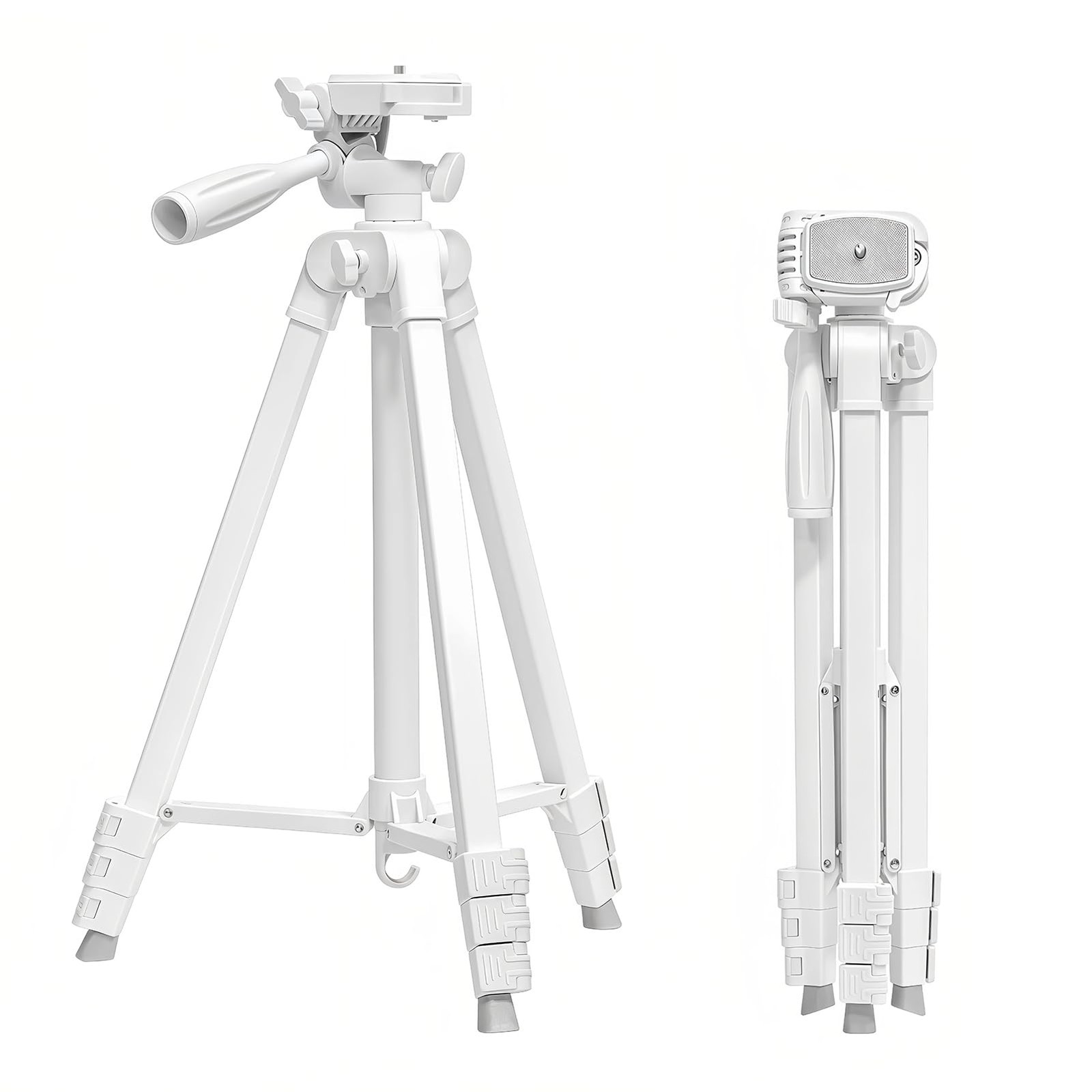 White Lightweight Tripod 17 to 57 Inch Adjustable 360 Pan Head 1/4 Screw