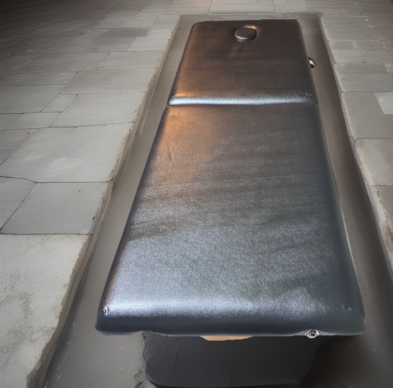 Portable Foldable Black Massage Table Faux Leather Wood with Face Hole