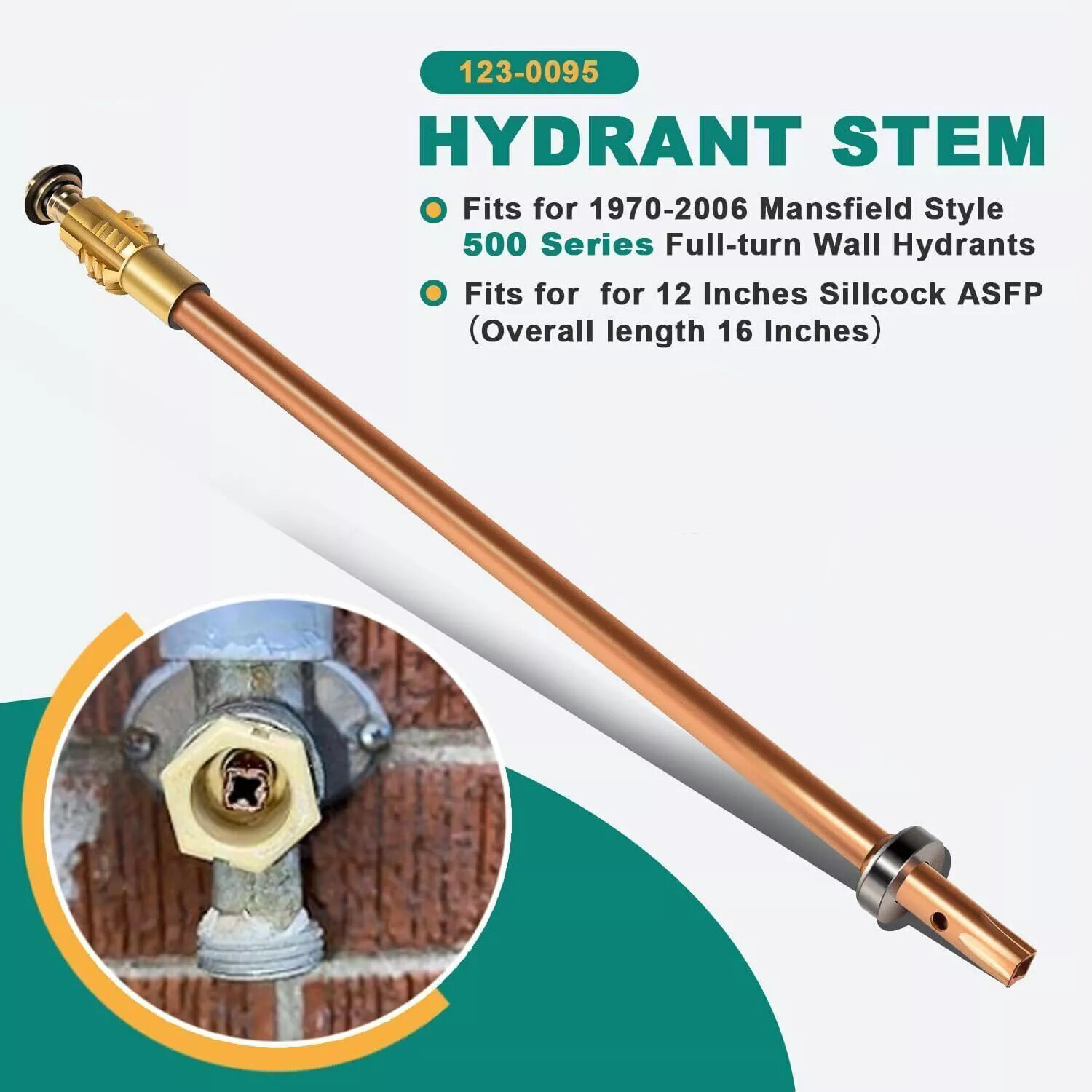 123-0095 Stem Assembly for 12" 500 Series Mansfield Style Full-turn Hydrants 12"